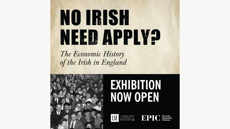 No Irish Need Apply 展览的黑白图文宣传海报