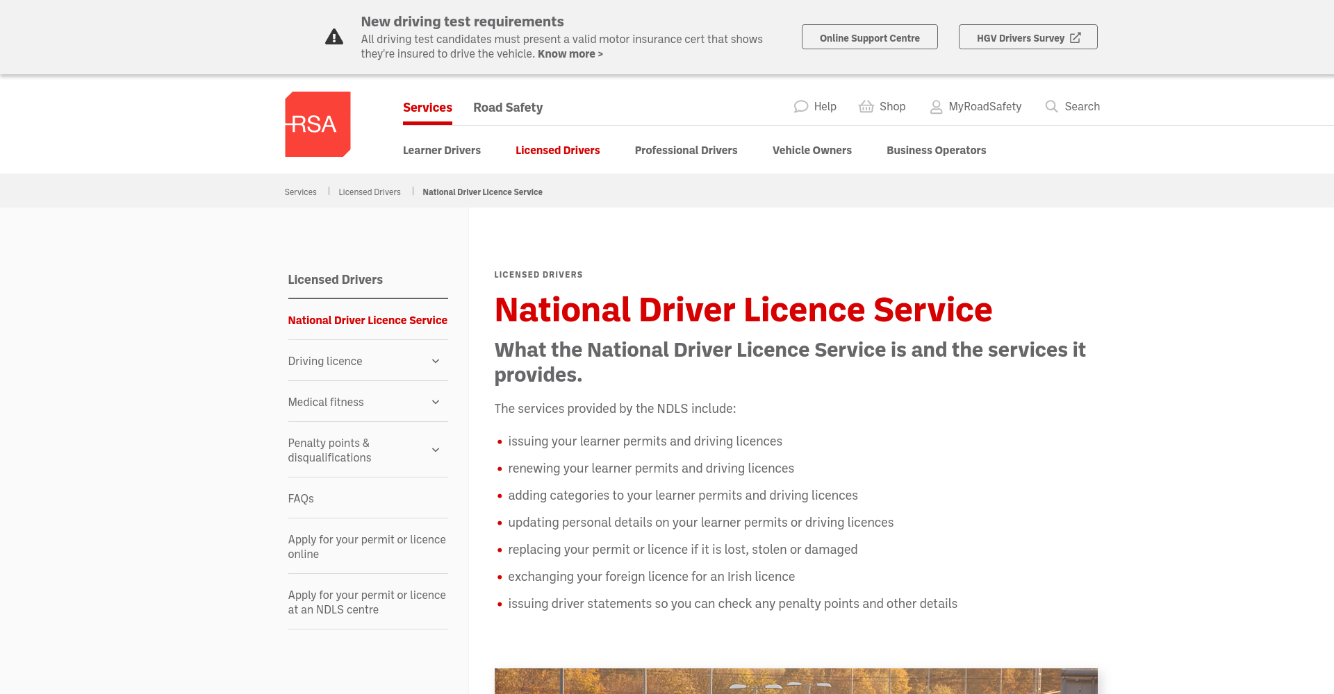 爱尔兰驾照和 NDLS：新来者第一步的官方公开页面截图