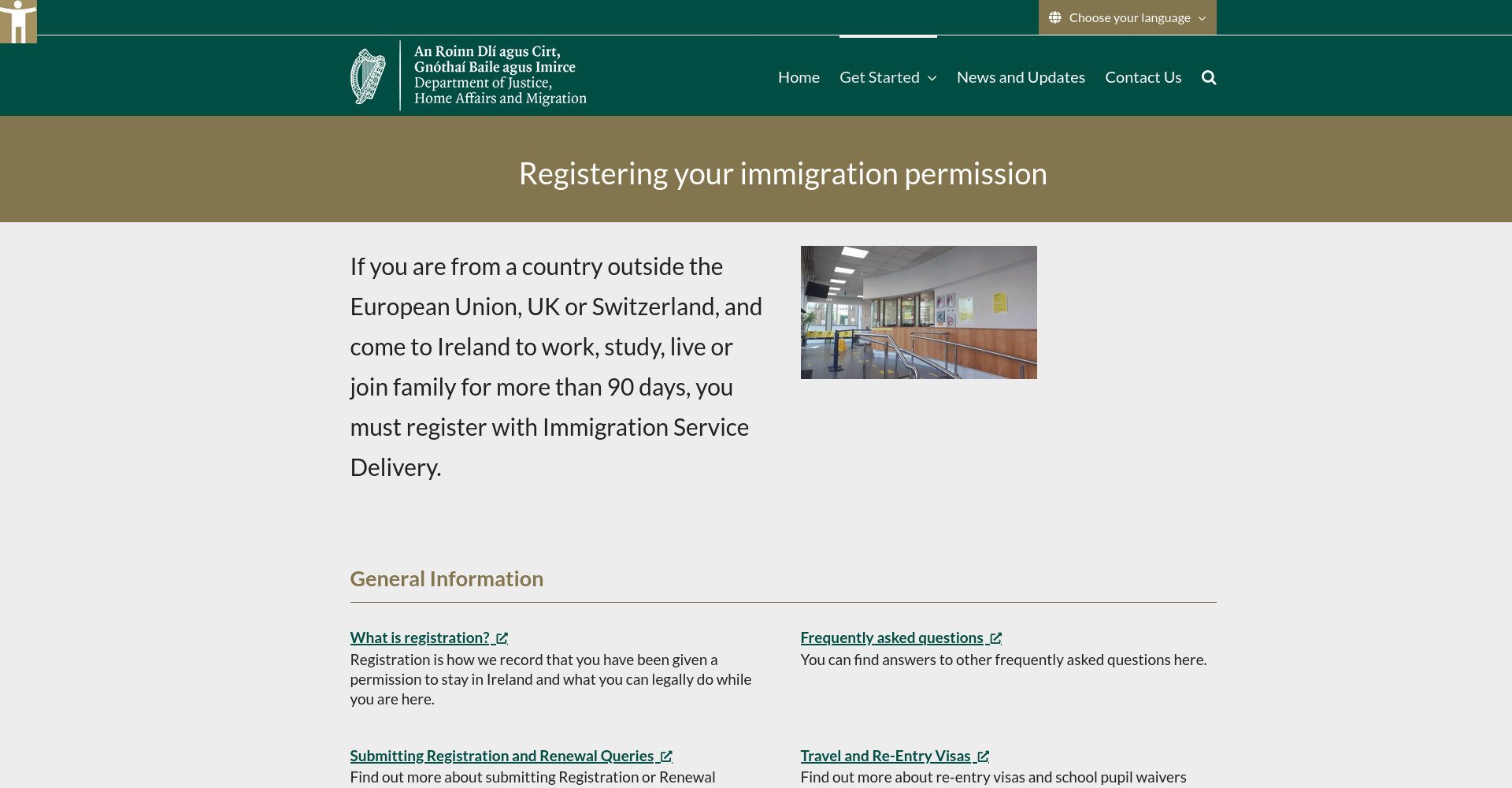 Irish Residence Permit (IRP) 注册基础指南的官方公开页面截图