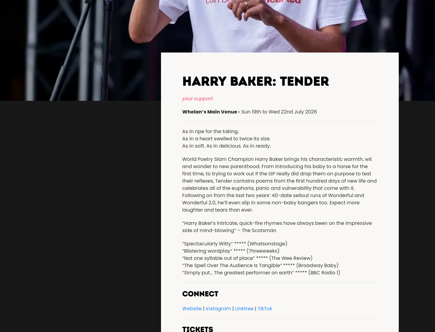 Harry Baker 诗歌表演《Tender》：用幽默与诗意讲述新手父亲的日常第1步报名页面截图