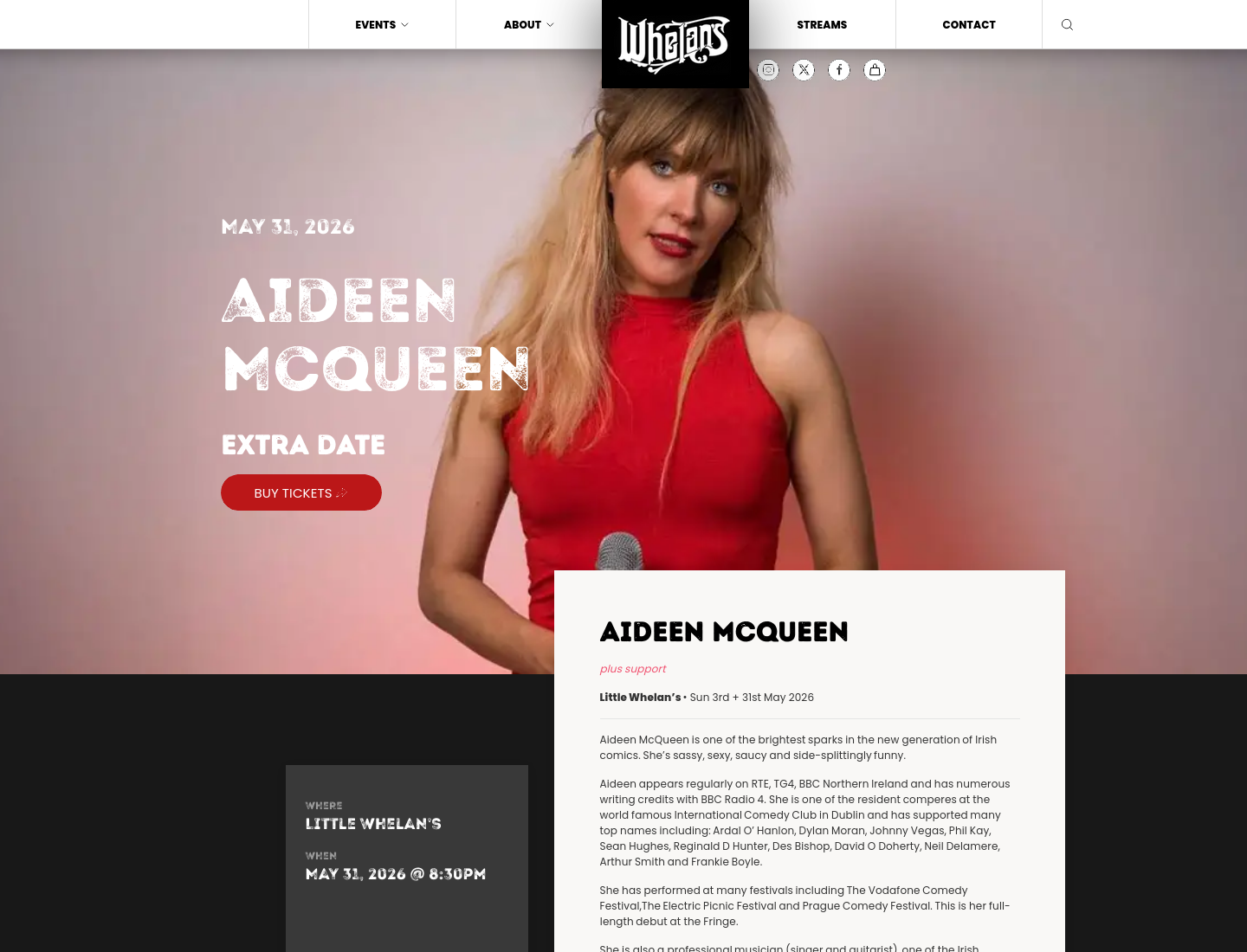 喜剧专场：Aideen McQueen第1步报名页面截图
