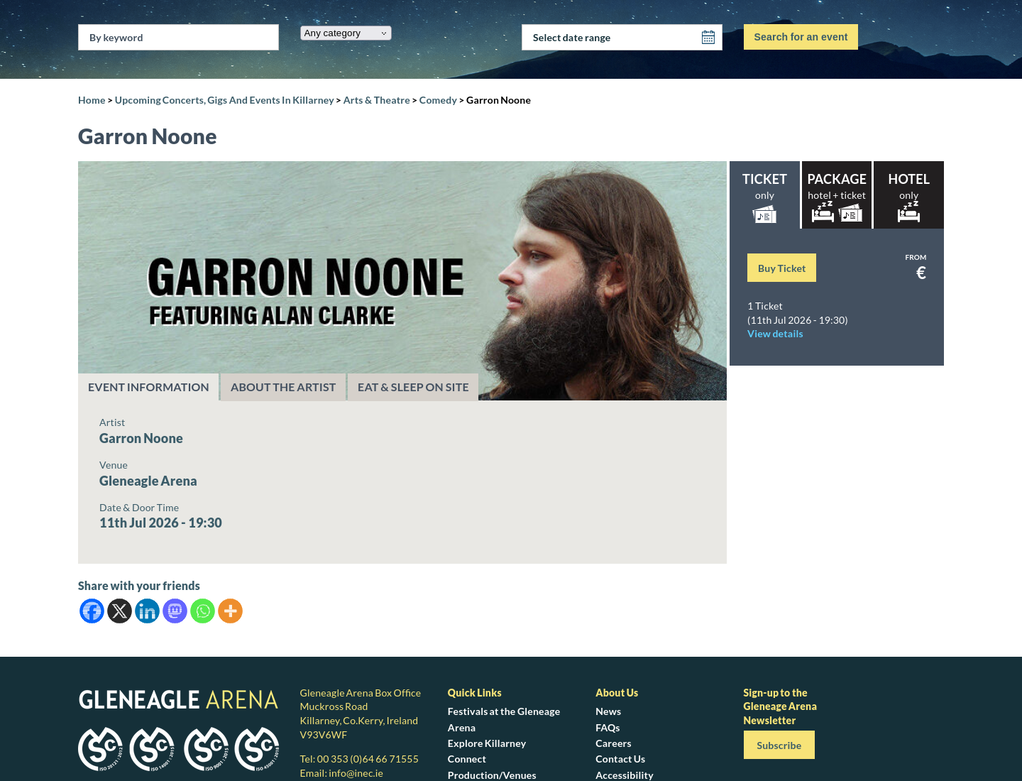 Garron Noone 脱口秀喜剧演出 (Kerry)第2步报名页面截图