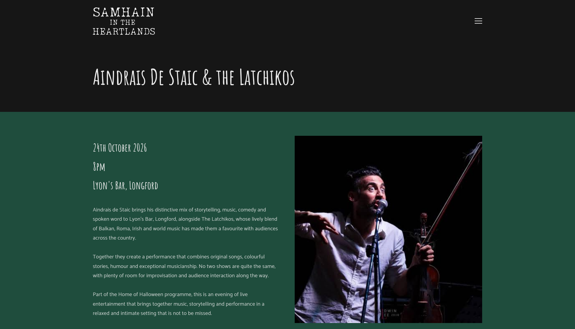 朗福德现场演出：Aindrais De Staic 与 The Latchikos 音乐故事会第1步报名页面截图