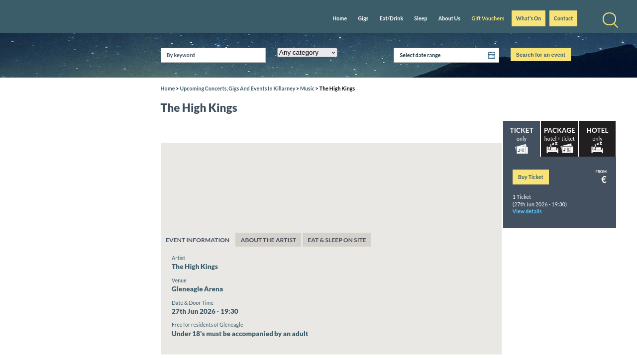 在凯里 Gleneagle Arena 欣赏 The High Kings 爱尔兰民谣演唱会第2步报名页面截图
