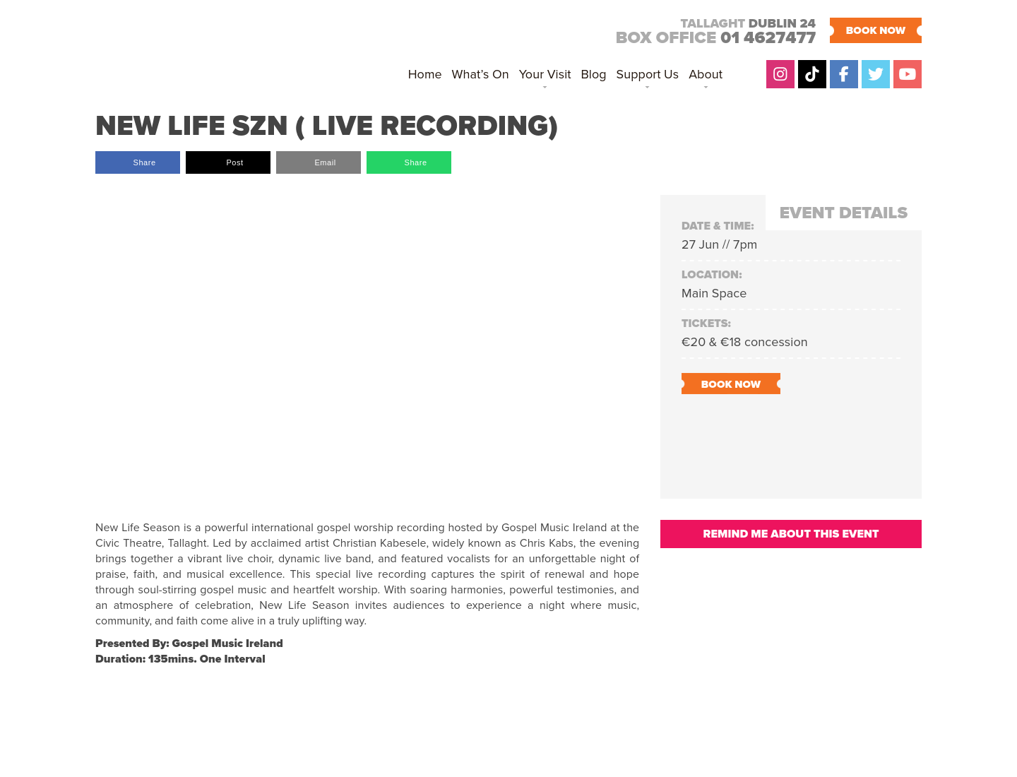 在都柏林观看 New Life SZN 福音音乐现场录制演出第1步报名页面截图