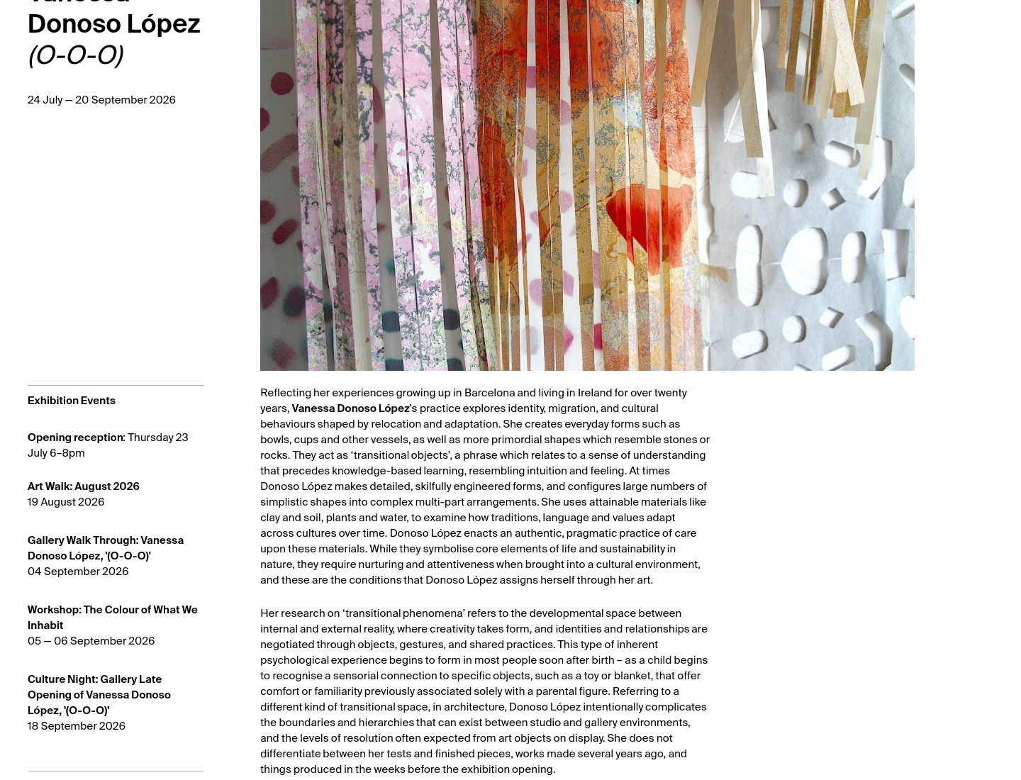 都柏林 Temple Bar Gallery：Vanessa Donoso López 陶土与植物装置展第2步报名页面截图