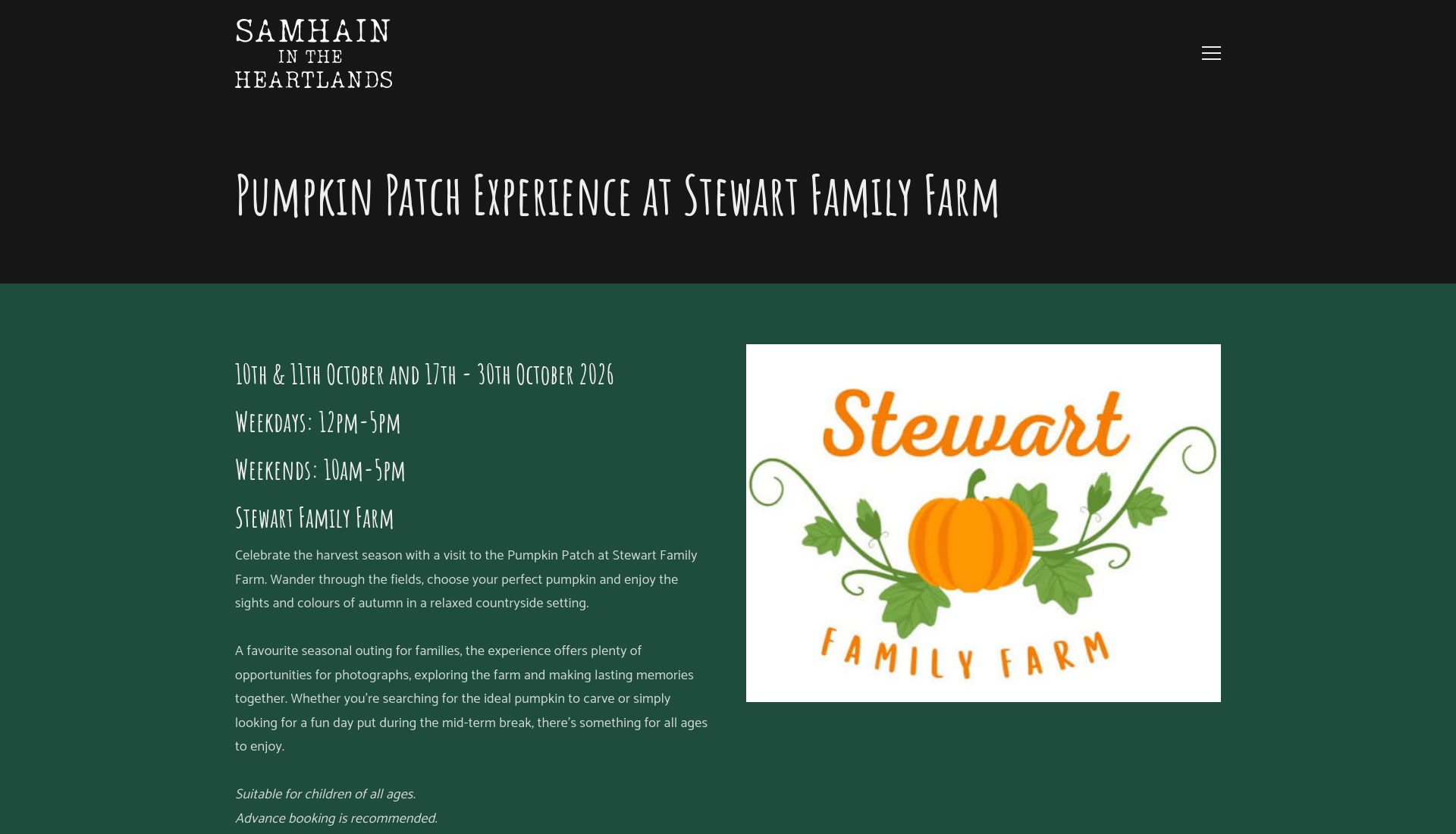 朗福德 Stewart Family Farm 南瓜农场体验第1步报名页面截图