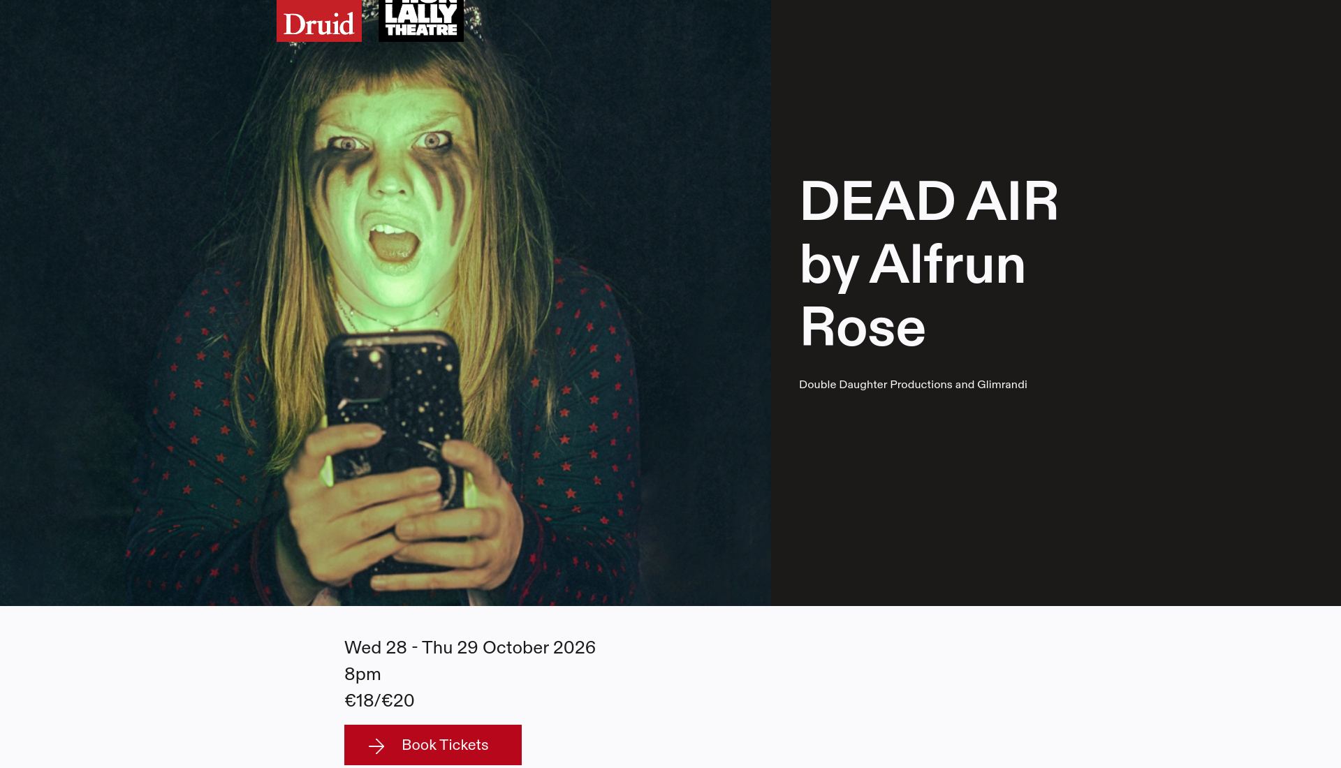 戈尔韦舞台剧《Dead Air》：一人分饰七角，探讨 AI 与哀伤第1步报名页面截图