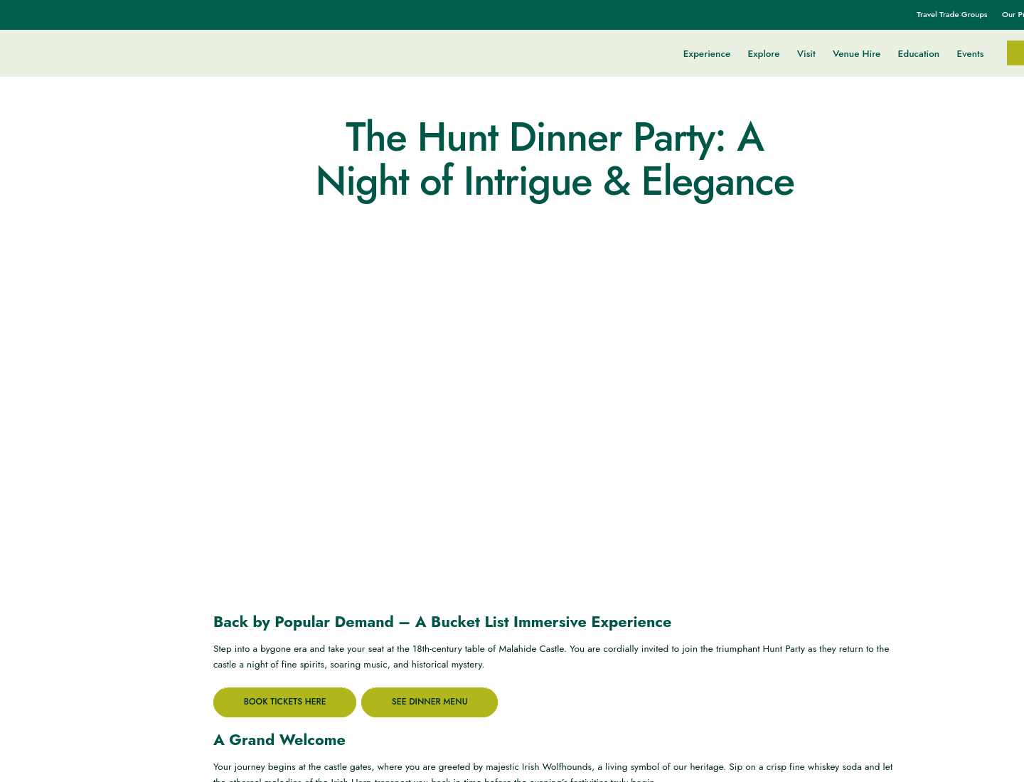 都柏林Malahide Castle：The Hunt Dinner Party沉浸式晚宴体验第2步报名页面截图
