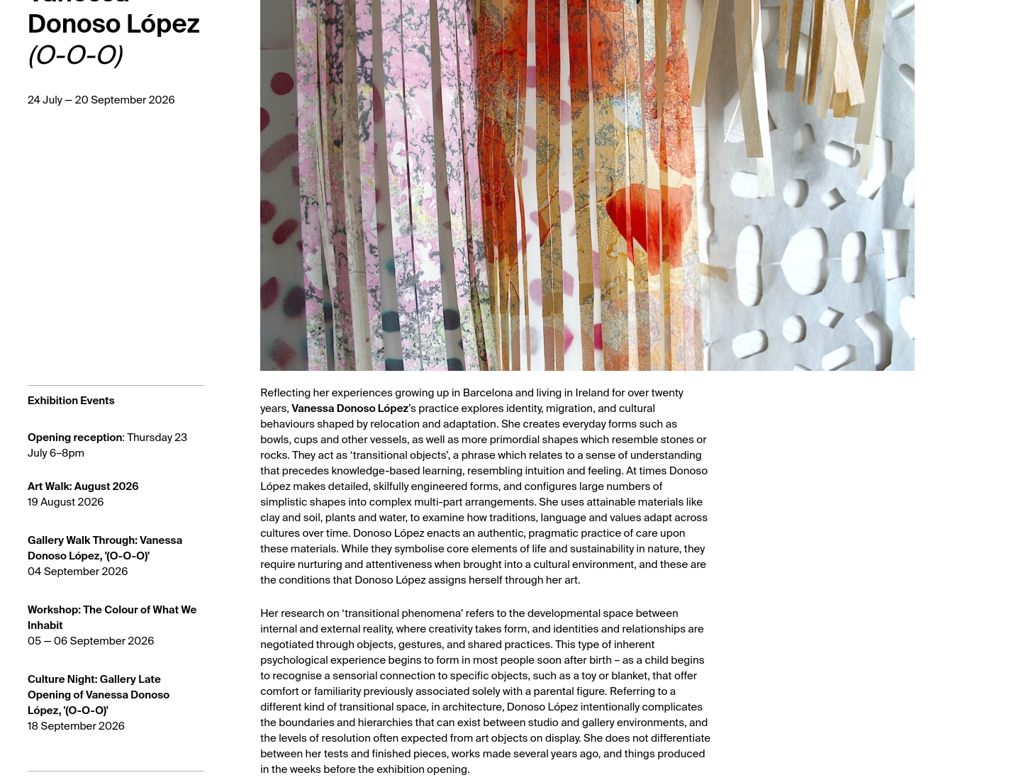 都柏林 Temple Bar Gallery + Studios：Vanessa Donoso López 陶土与自然材料展第2步报名页面截图