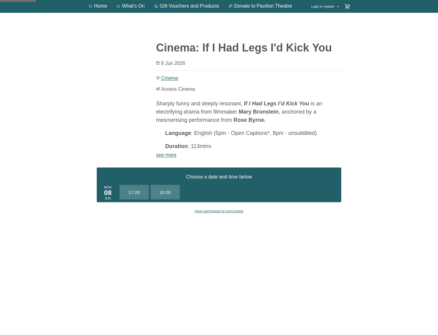 都柏林 Pavilion Theatre 看《If I Had Legs I'd Kick You》：票价与购票指南第2步报名页面截图