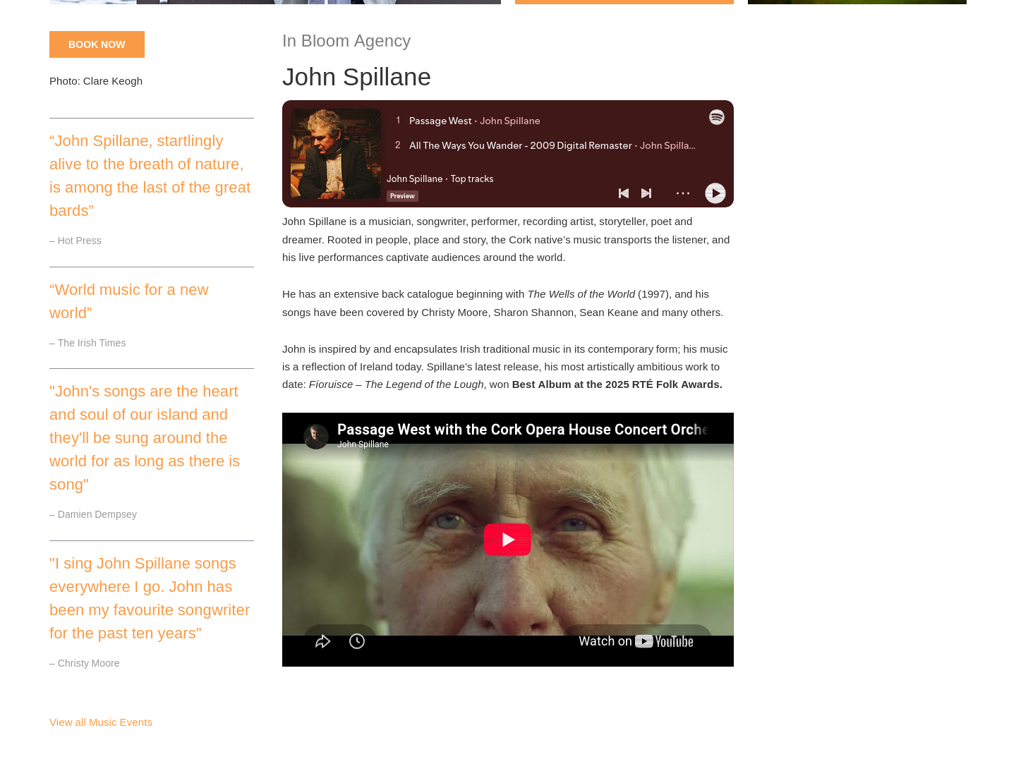 在都柏林听 John Spillane：当代爱尔兰民谣现场第1步报名页面截图