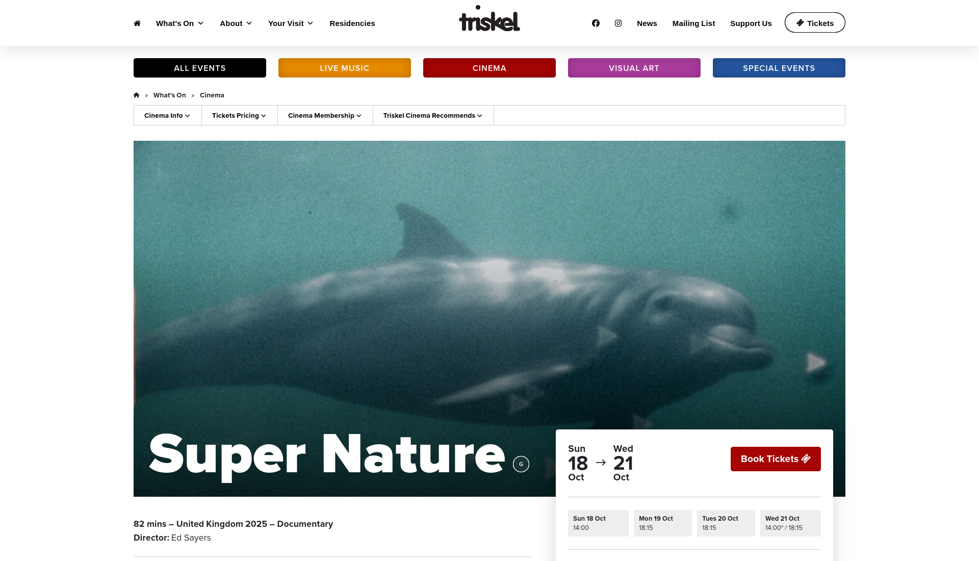 在科克观看自然主题电影《Super Nature》第1步报名页面截图