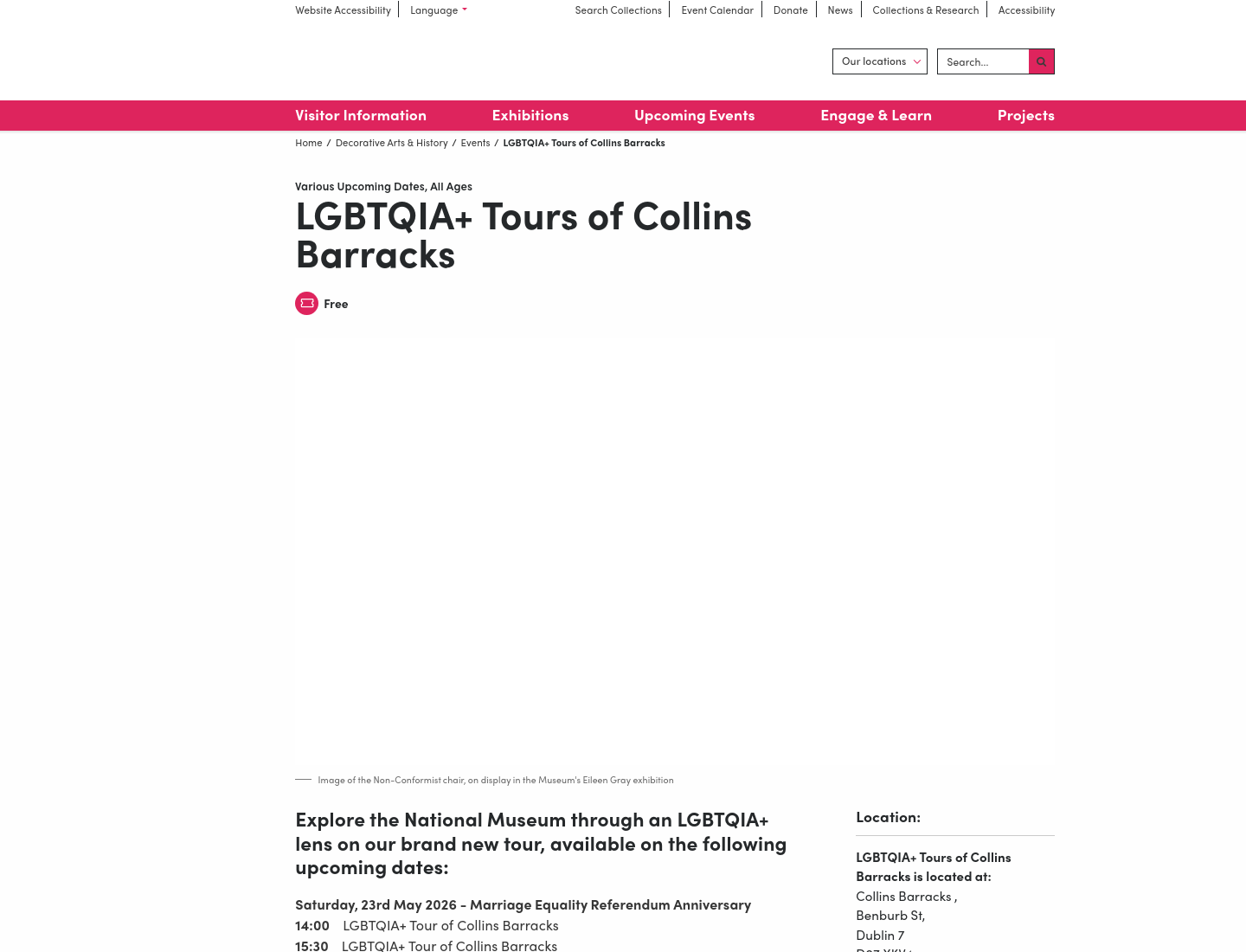 Collins Barracks LGBTQIA+主题导览第1步报名页面截图