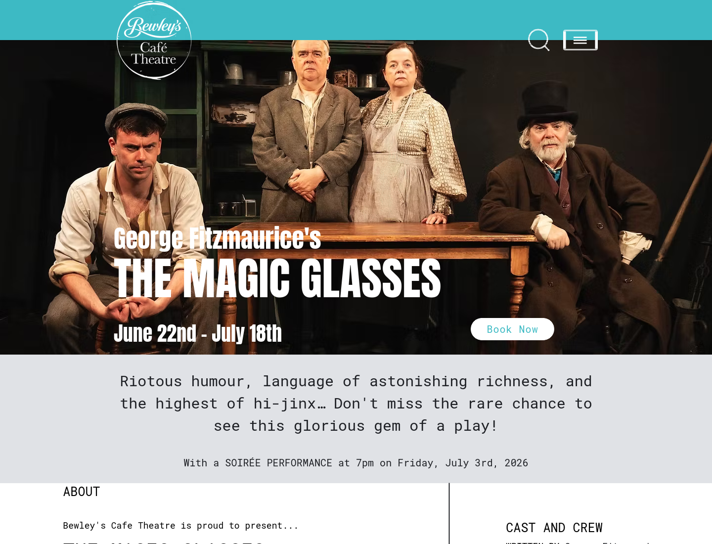 都柏林 Bewley’s 剧场：荒诞喜剧《The Magic Glasses》第1步报名页面截图