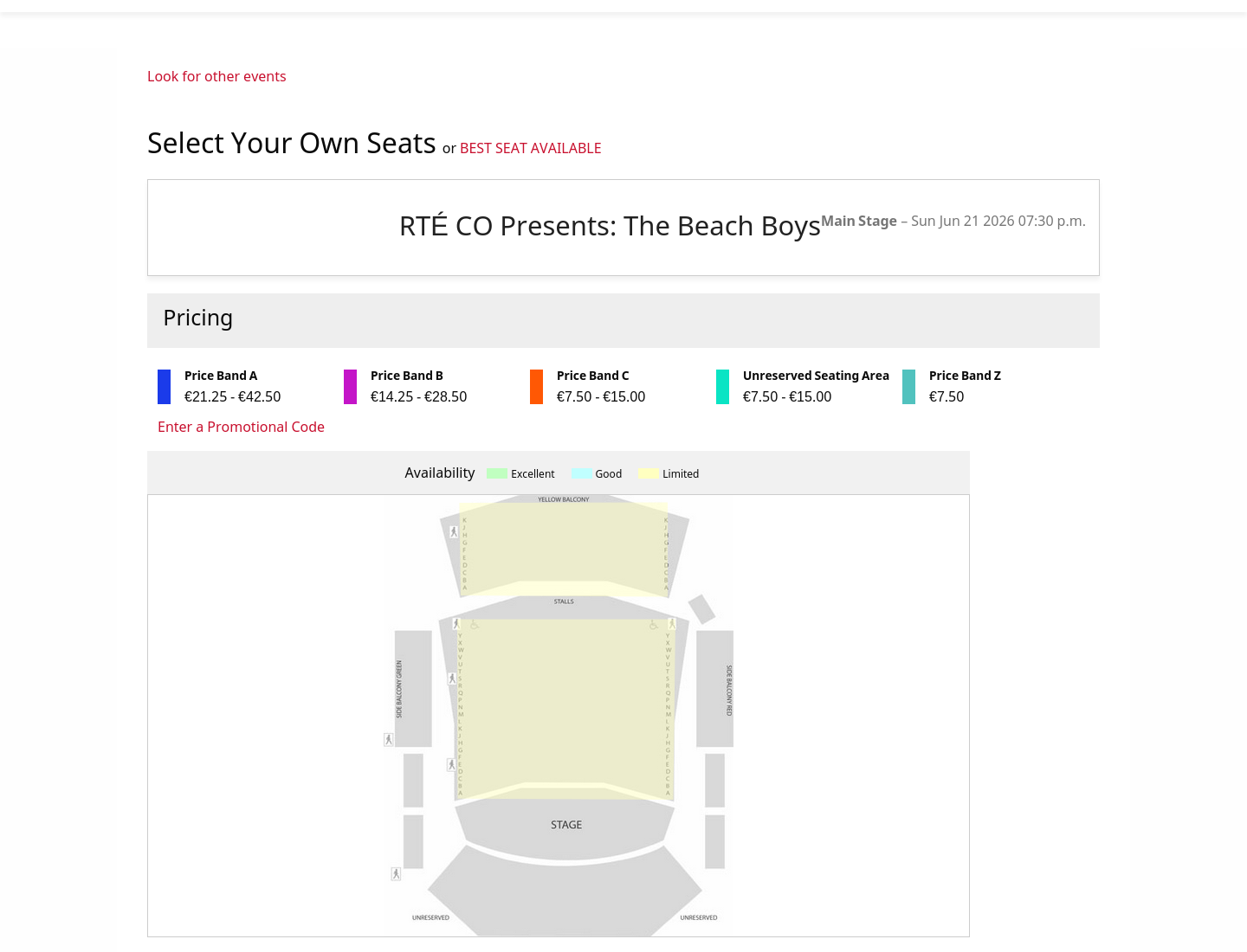 都柏林国家音乐厅：The Beach Boys 交响乐致敬演出第2步报名页面截图