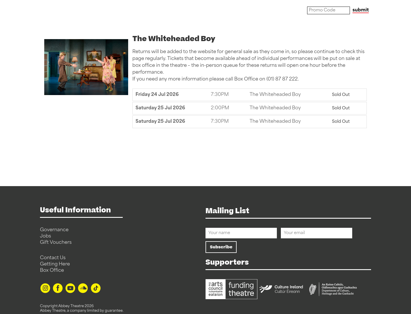 在都柏林 Abbey Theatre 看经典喜剧《The Whiteheaded Boy》第2步报名页面截图