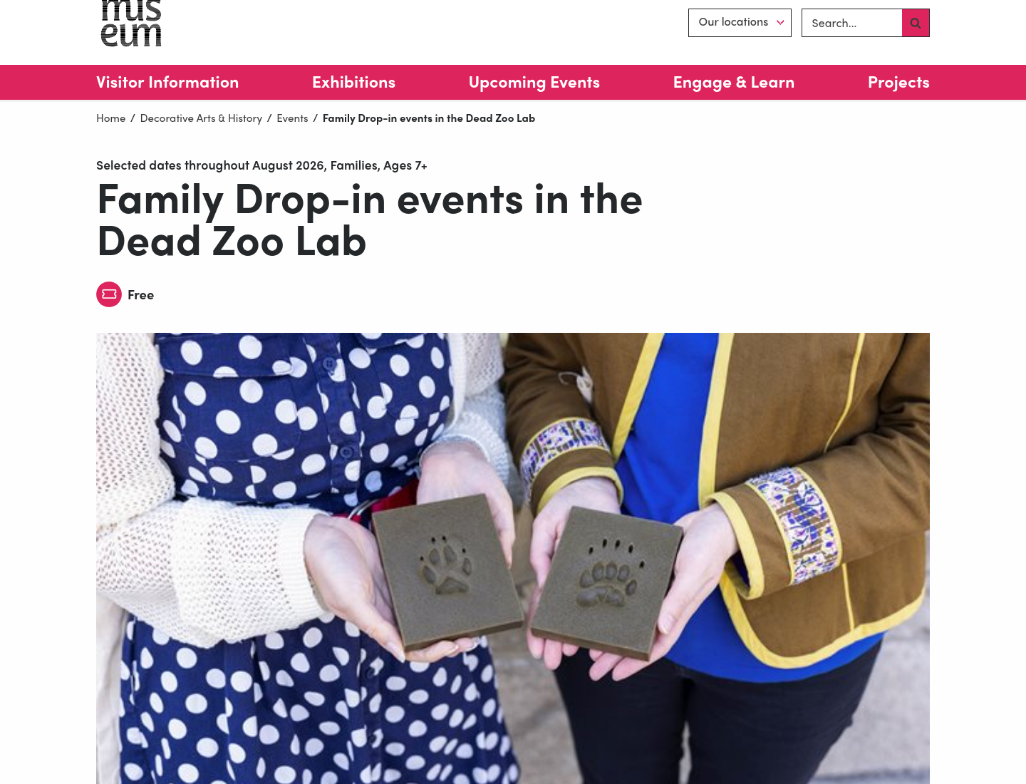 都柏林国家博物馆亲子活动：在 Dead Zoo Lab 探索野生动物第1步报名页面截图