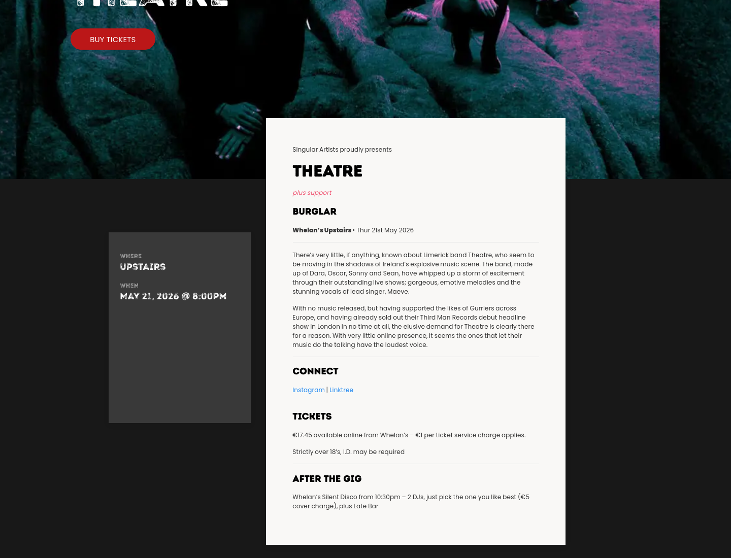 乐队 Theatre 首发式现场第1步报名页面截图