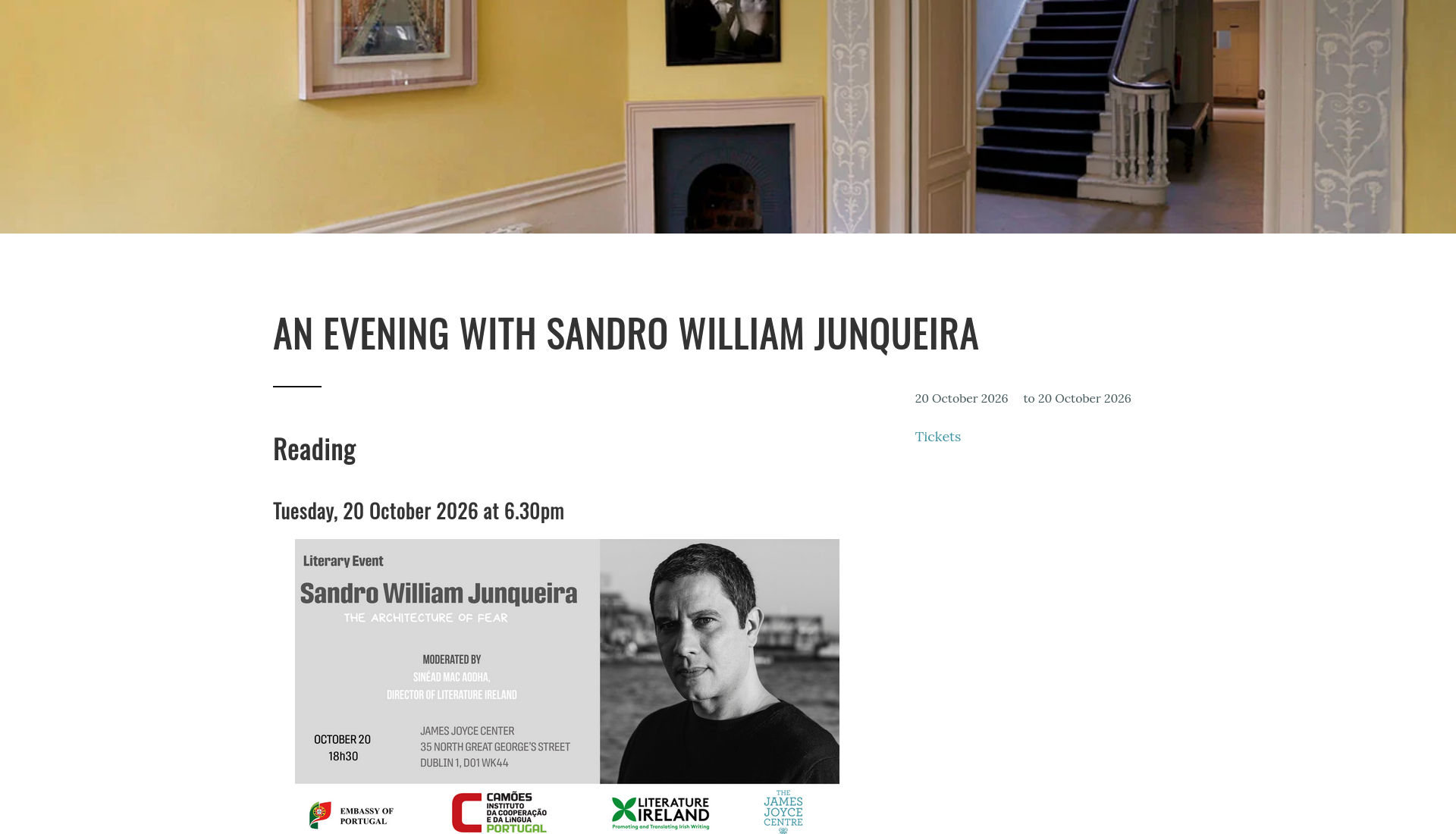 都柏林文学对谈：作家 Sandro William Junqueira 分享小说《The Architecture of Fear》第2步报名页面截图