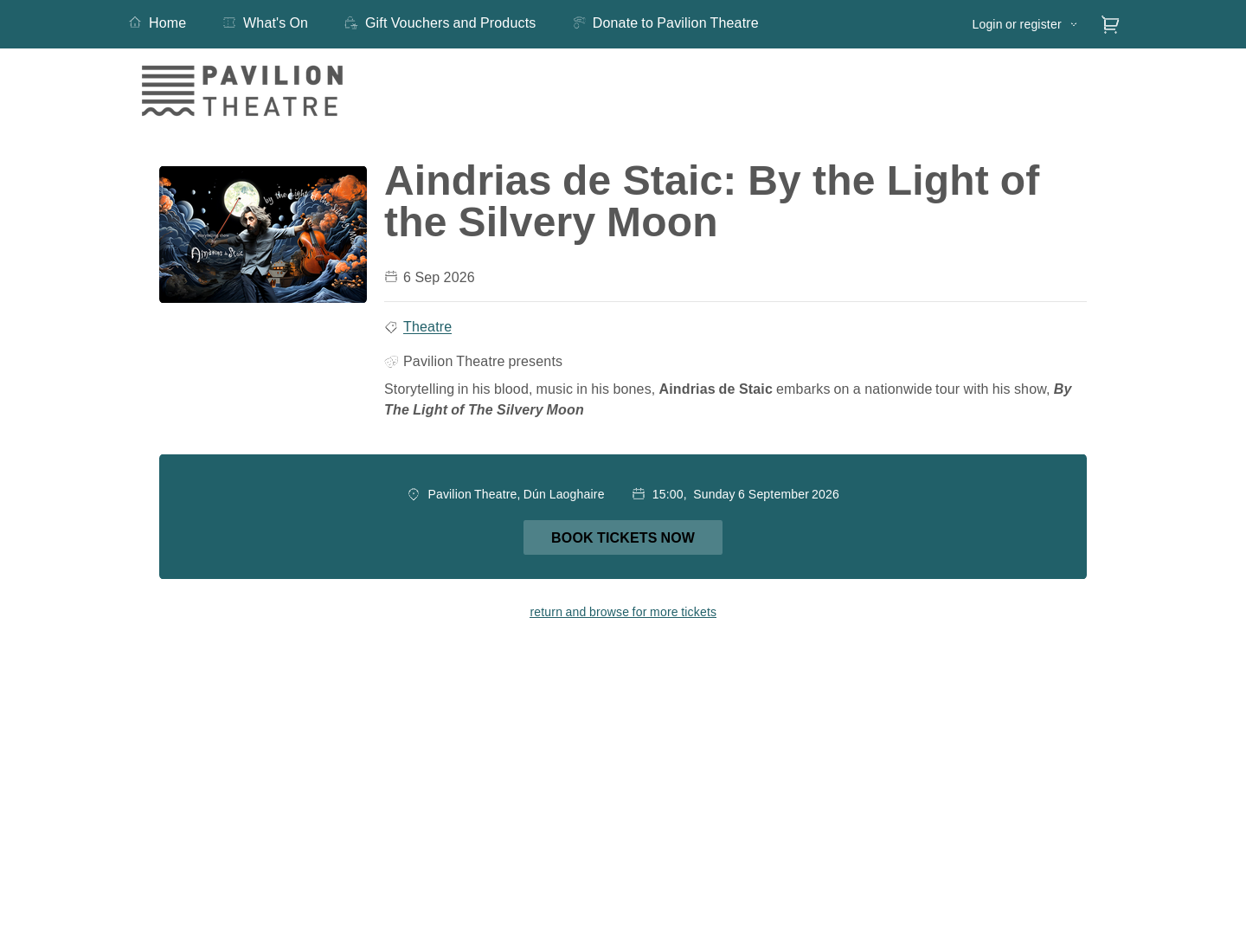 都柏林 Pavilion Theatre：爱尔兰传说故事与现场音乐演出（成人场）第2步报名页面截图