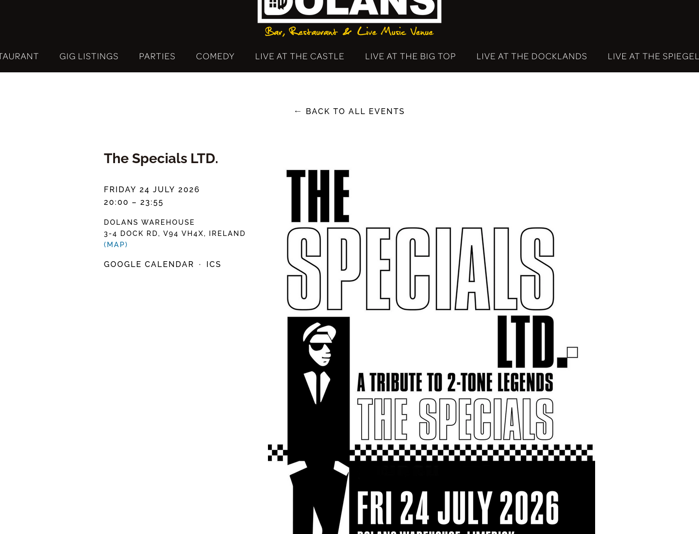 利默里克 The Specials 致敬演出：2 Tone Ska 现场之夜第1步报名页面截图