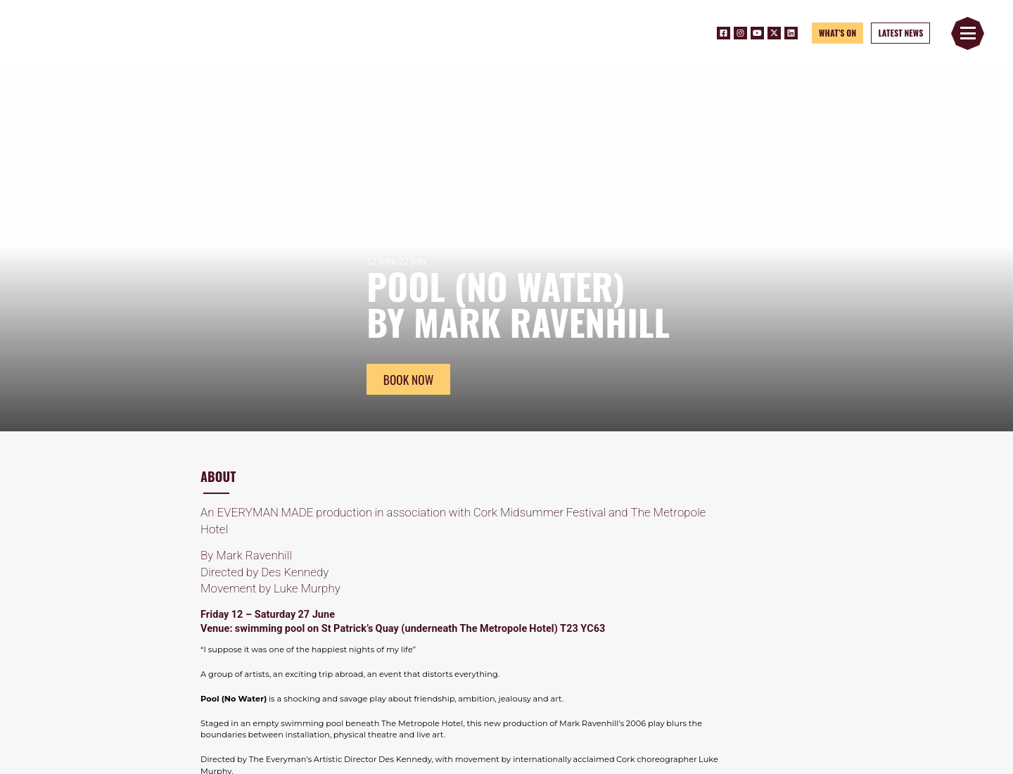 科克《Pool (No Water)》：探讨友谊、野心与嫉妒的现代戏剧第1步报名页面截图