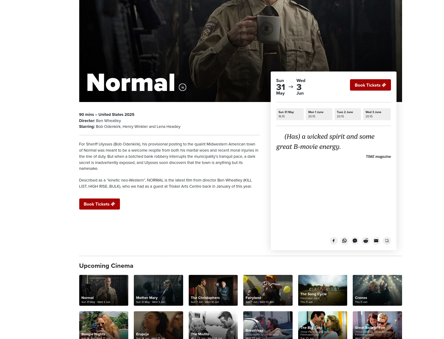 在科克看电影《Normal》：Triskel Arts Centre购票指南第1步报名页面截图