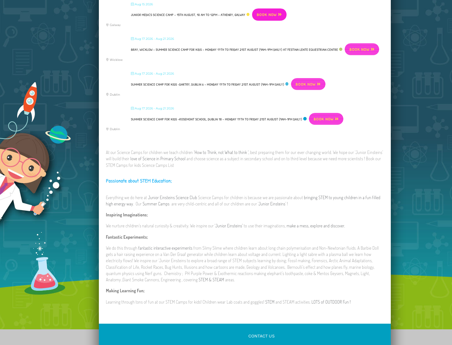 Dartry Dublin 6 的儿童科学暑期营第2步报名页面截图