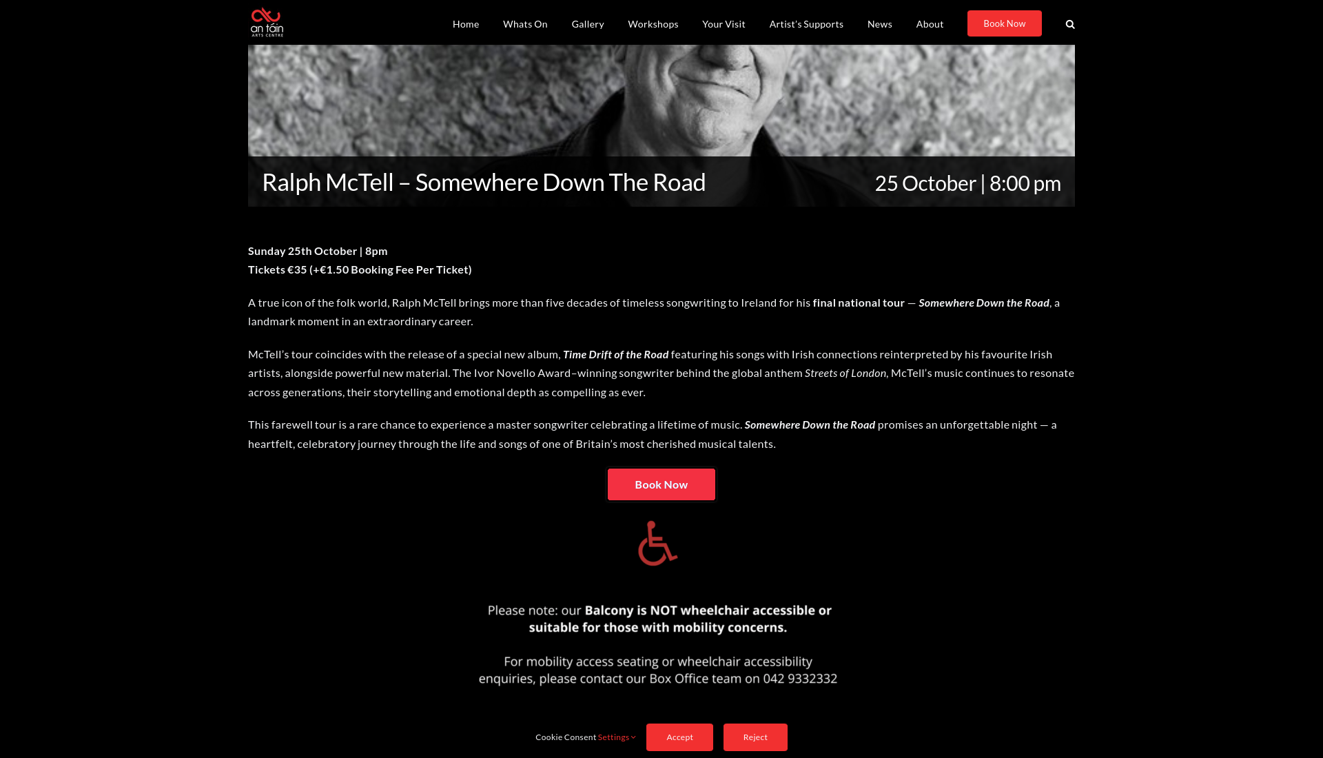 Ralph McTell 告别巡演：聆听经典歌曲与新作第1步报名页面截图
