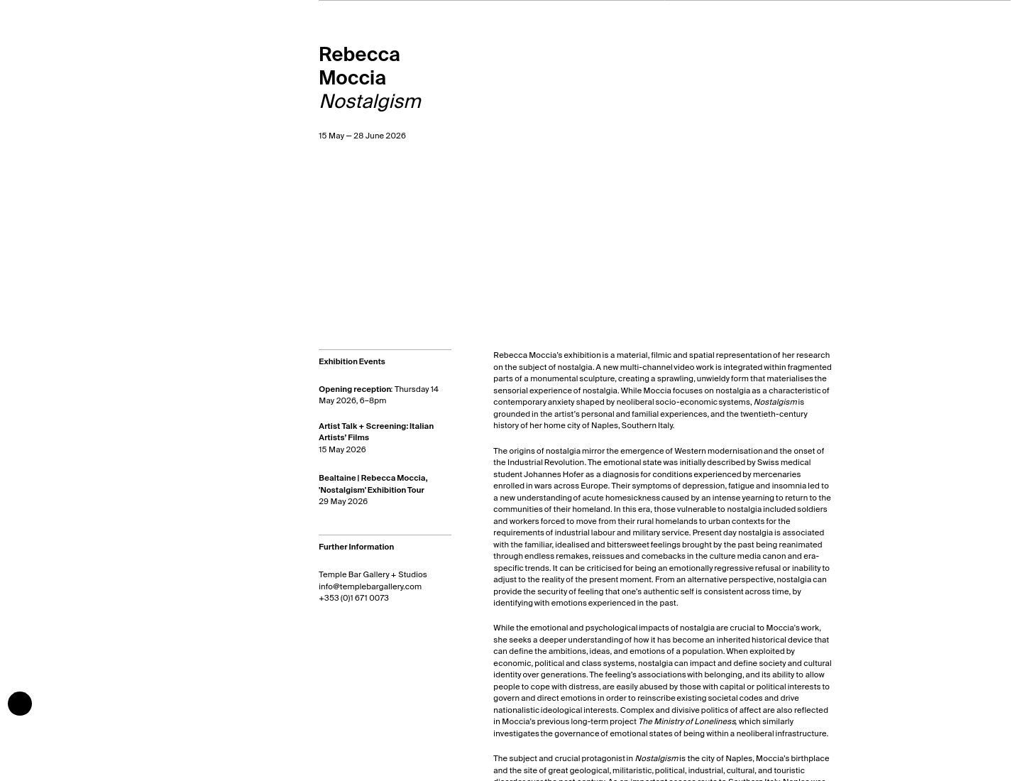 都柏林免费看展：Rebecca Moccia 'Nostalgism' 探索怀旧与焦虑第2步报名页面截图
