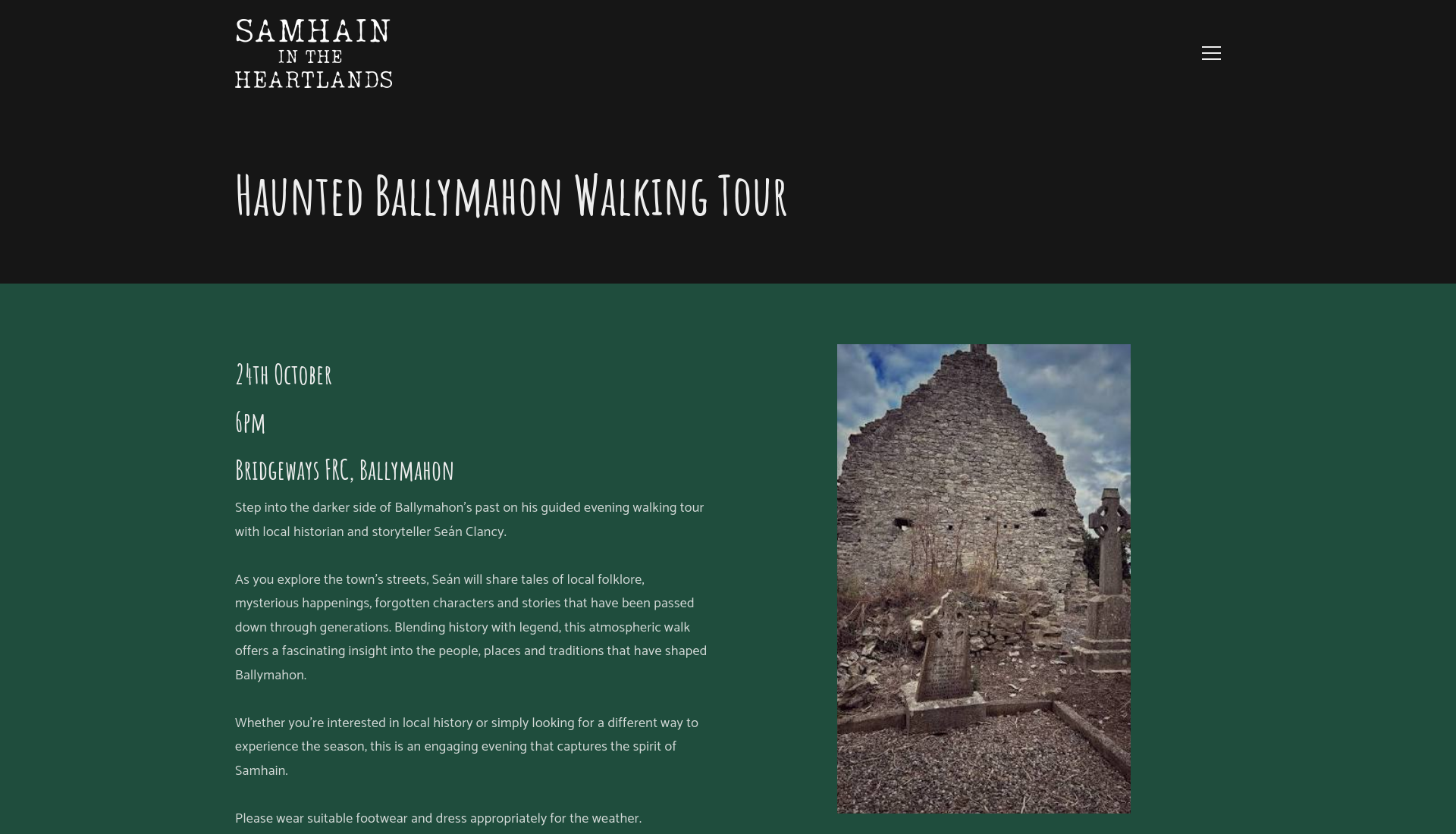 Ballymahon 惊魂步行之旅：探索当地传说与神秘往事第1步报名页面截图