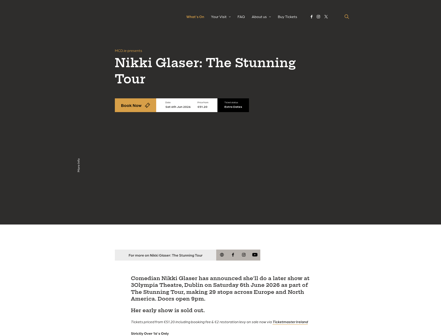 Nikki Glaser: The Stunning Tour：Nikki Glaser 脱口秀巡演第1步报名页面截图