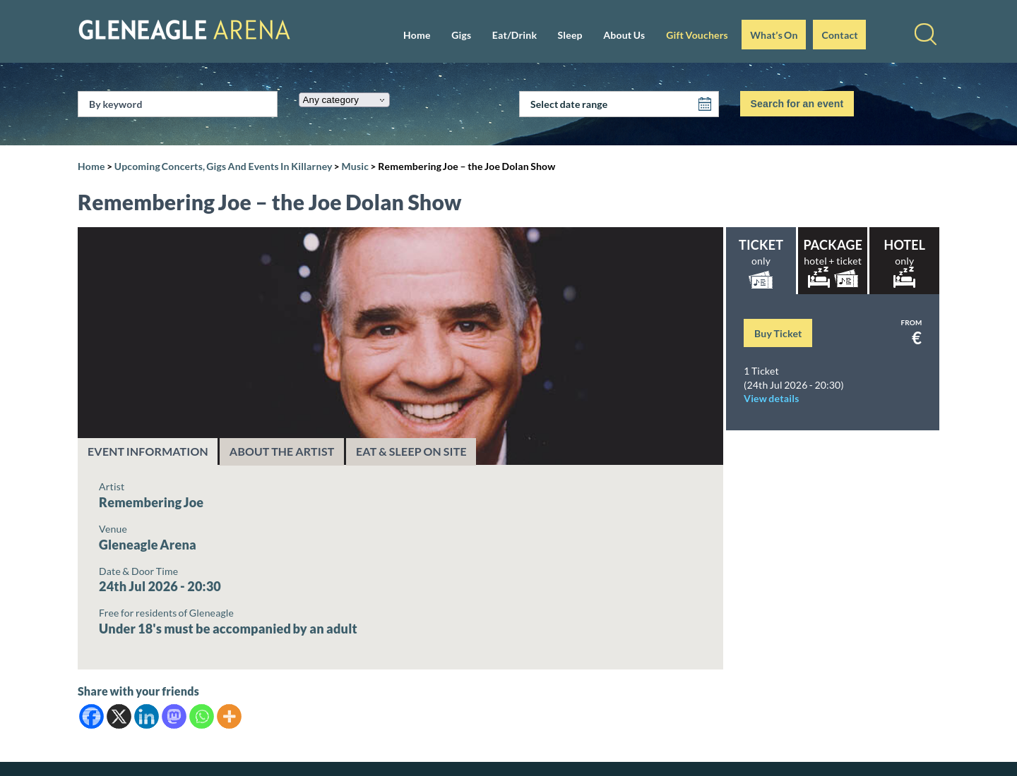 在凯里听 Joe Dolan 金曲致敬演出：现场合唱经典旋律第1步报名页面截图