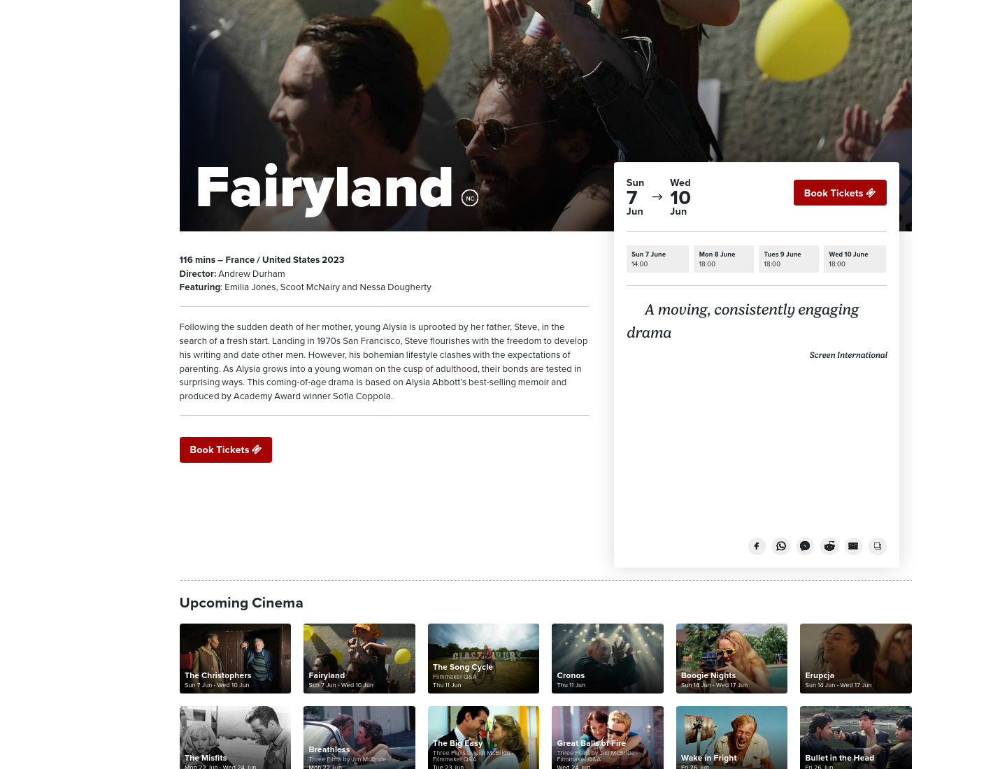 科克 Triskel Arts Centre 看《Fairyland》：票价与购票指南第1步报名页面截图