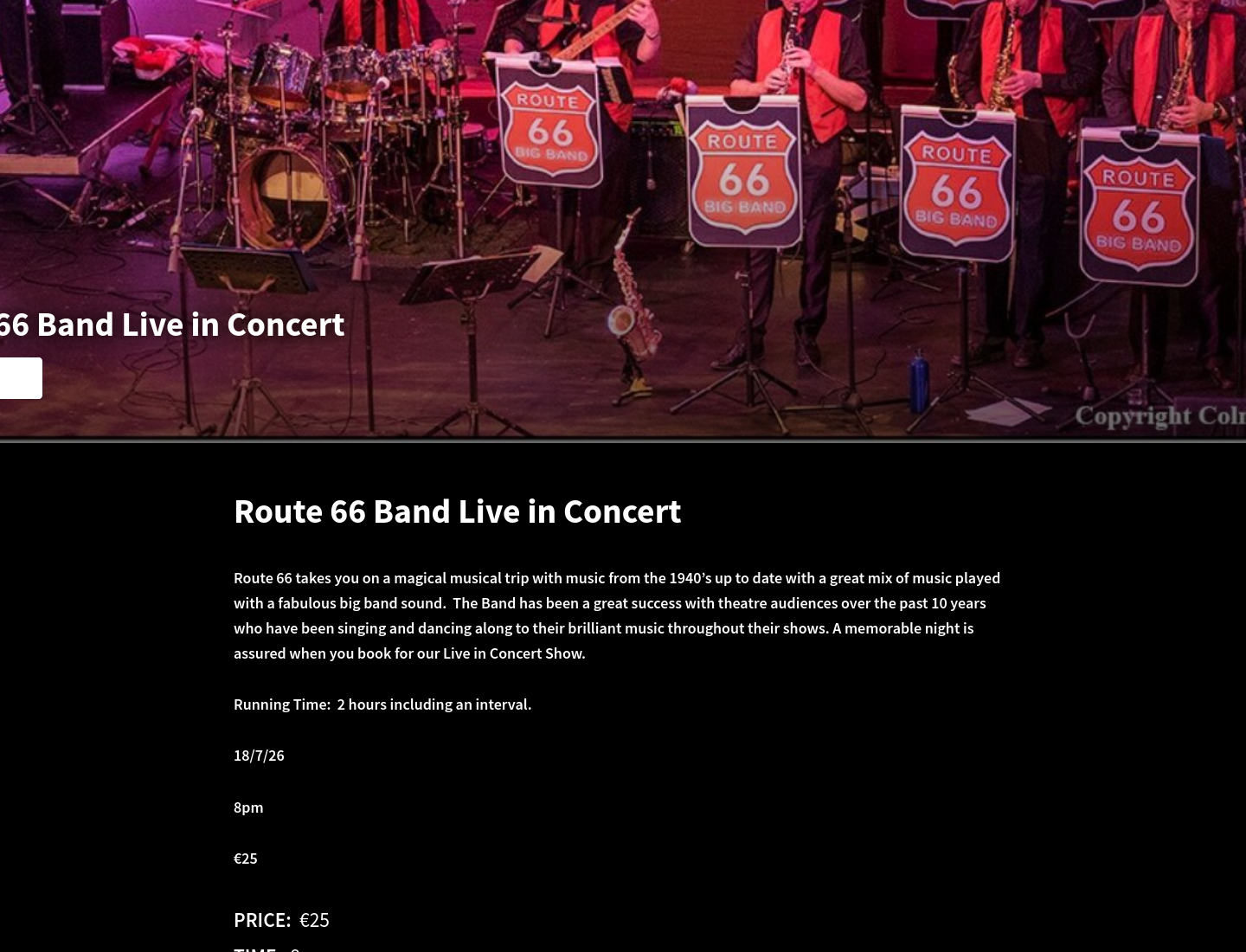 都柏林 Route 66 乐队现场演唱会第1步报名页面截图