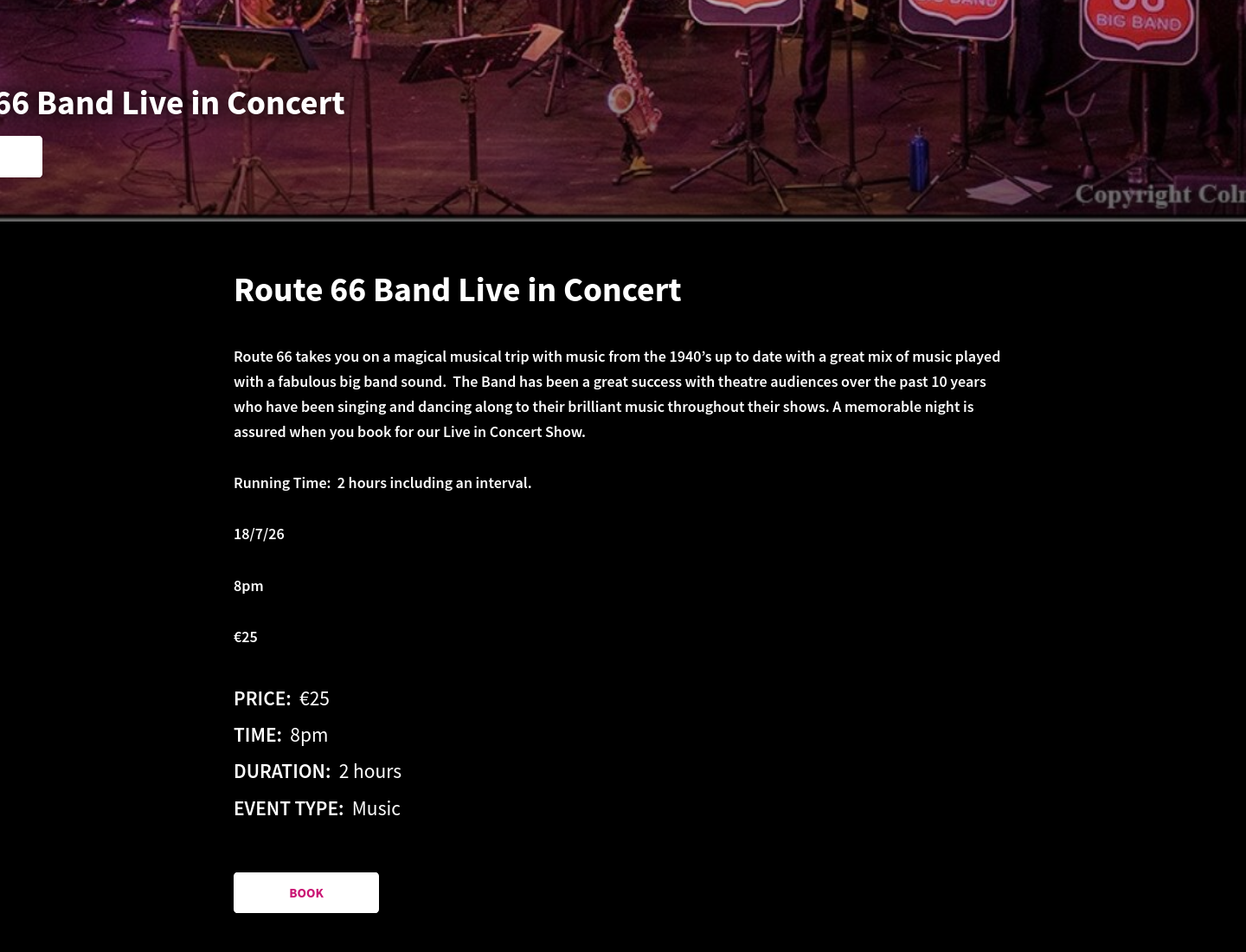 都柏林 Route 66 乐队现场演唱会第2步报名页面截图