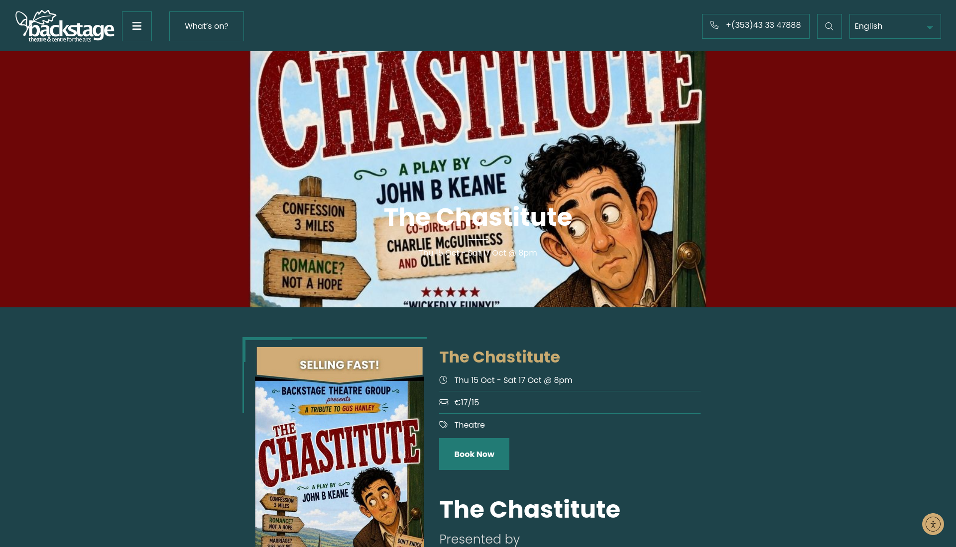 Longford 乡村相亲喜剧《The Chastitute》演出第2步报名页面截图