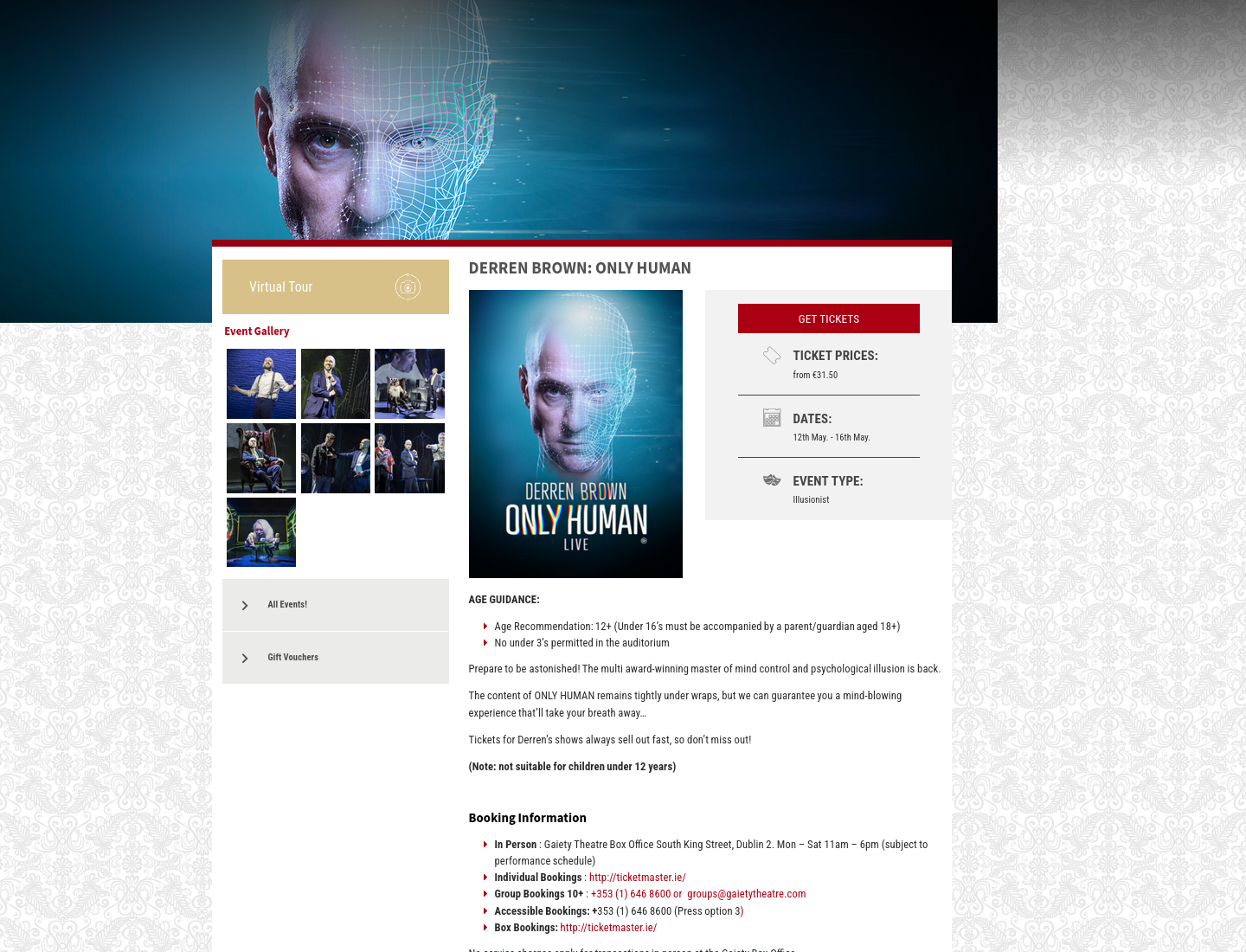 德伦·布朗《Only Human》舞台秀第1步报名页面截图