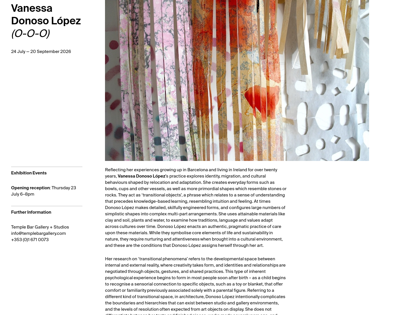 都柏林 Vanessa Donoso López 展览：陶土、植物与文化变迁第1步报名页面截图