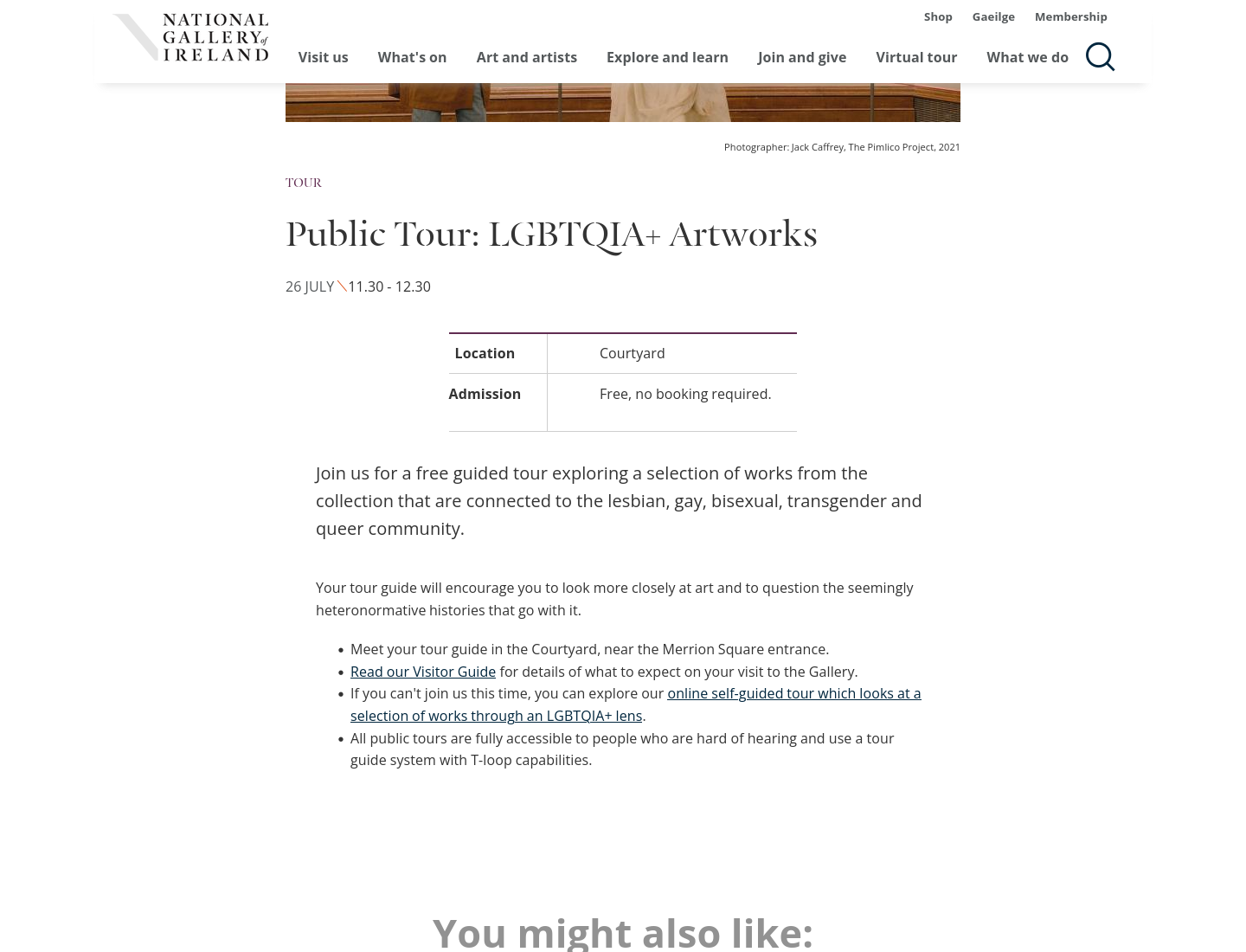 都柏林国家美术馆 LGBTQIA+ 艺术作品免费导览第1步报名页面截图