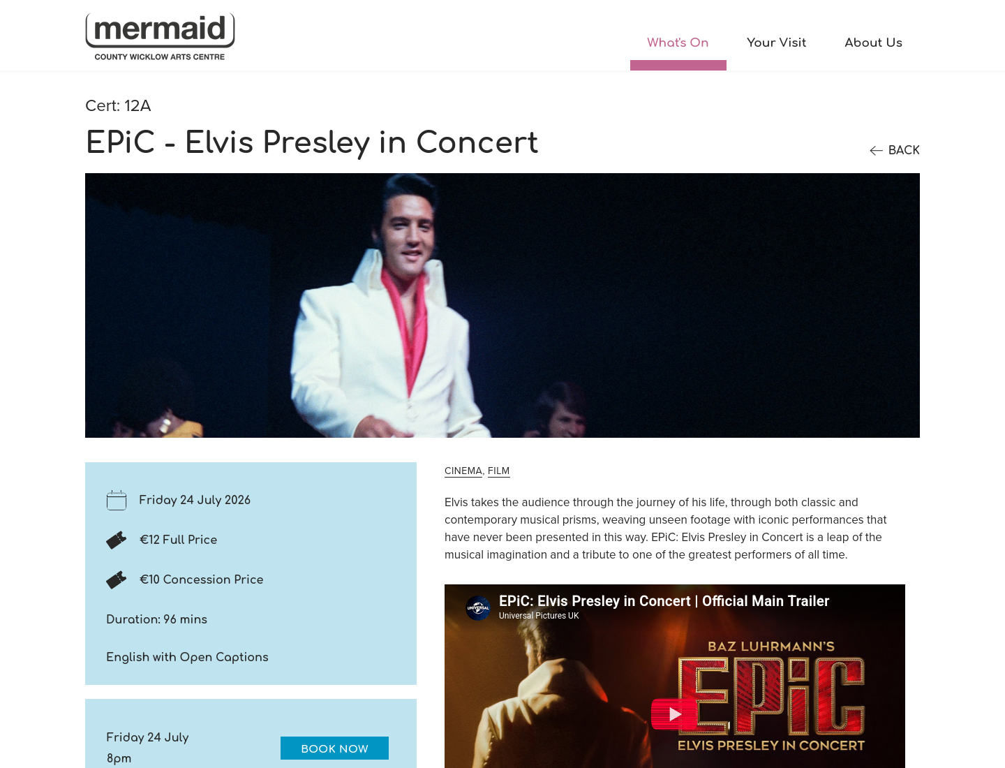 在威克洛看猫王音乐影像演出《EPiC》第1步报名页面截图