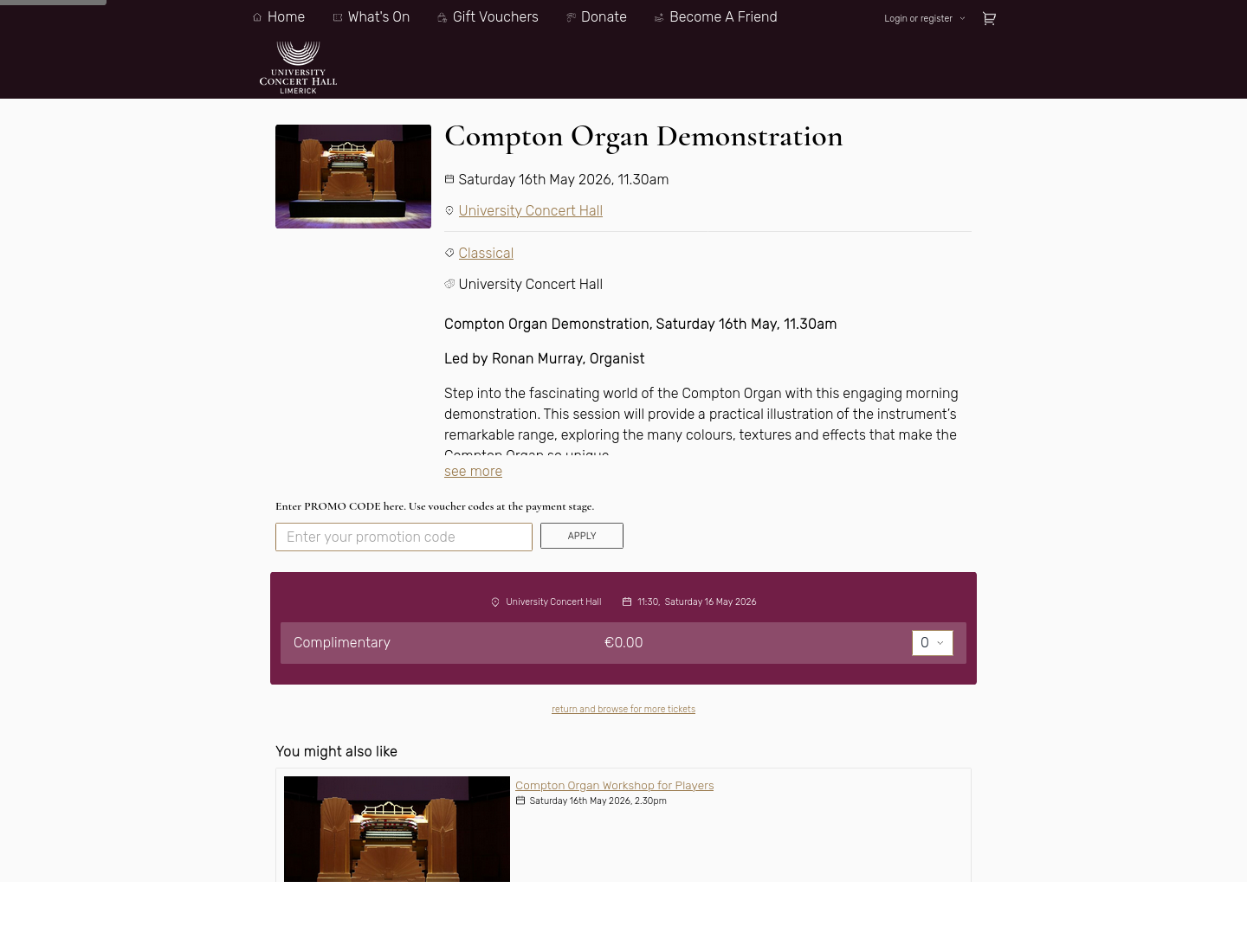 Compton管风琴示范讲解第2步报名页面截图