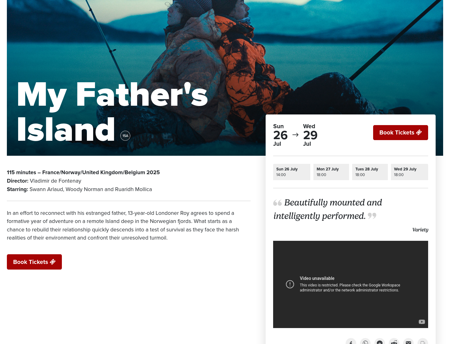 舞台剧《My Father's Island》：挪威峡湾中的父子生存故事第1步报名页面截图