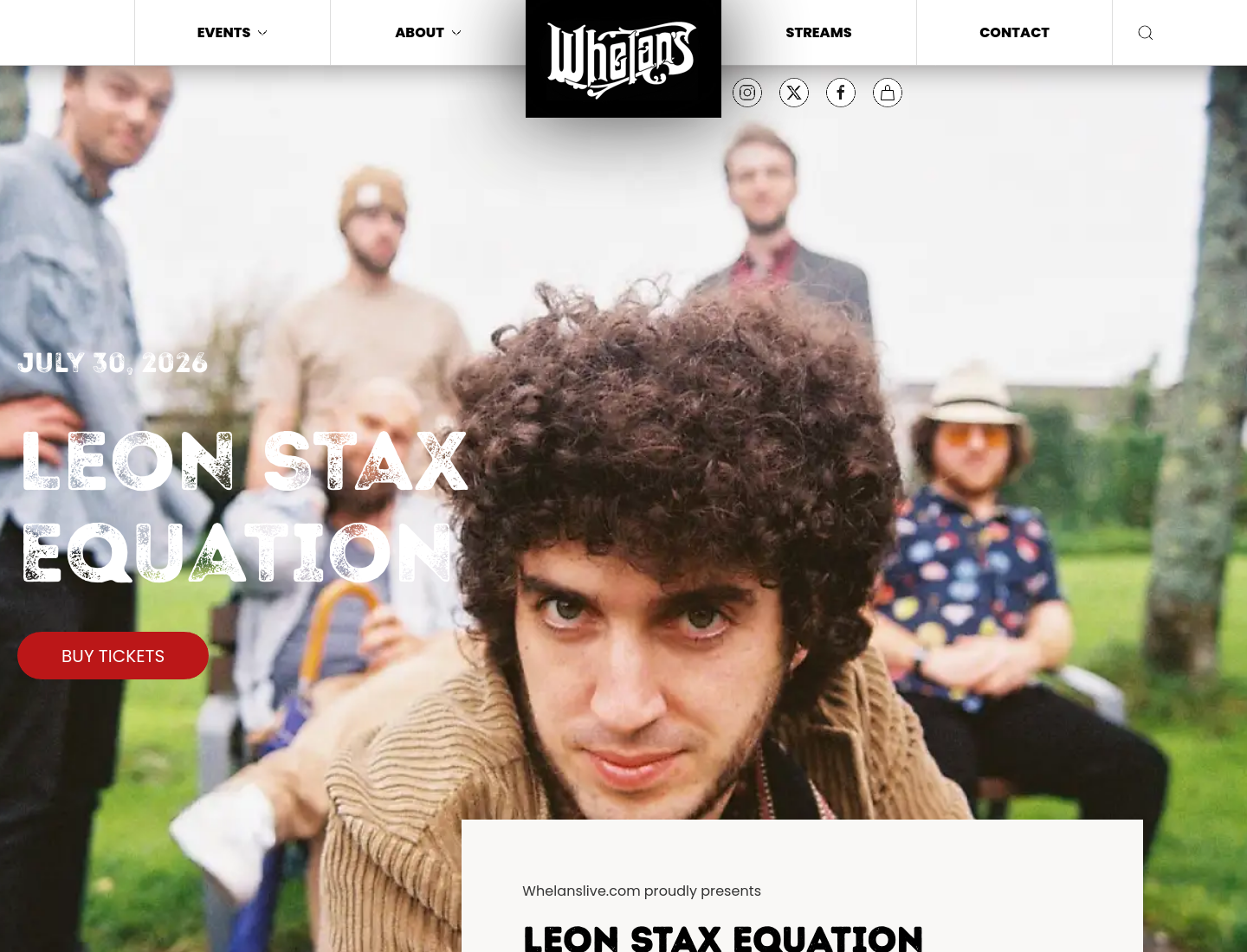 都柏林 Whelan’s 现场：Leon Stax Equation 灵魂乐演出第1步报名页面截图