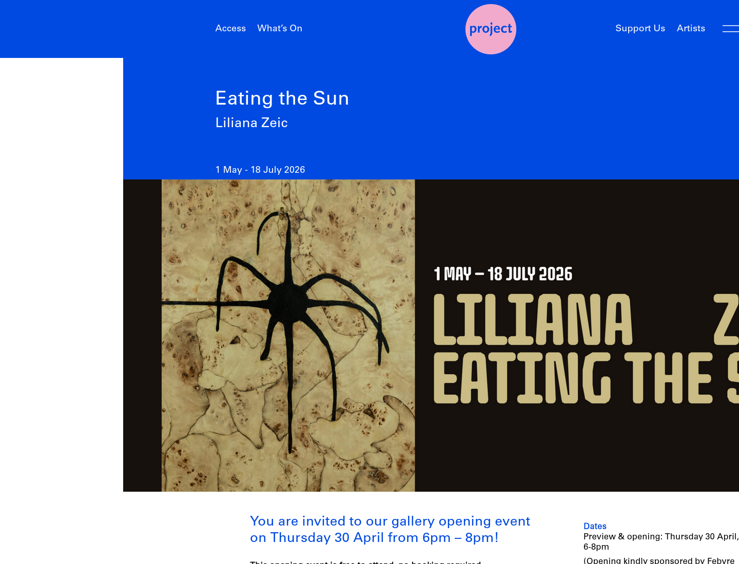 Liliana Zeic《食日》艺术展第1步报名页面截图