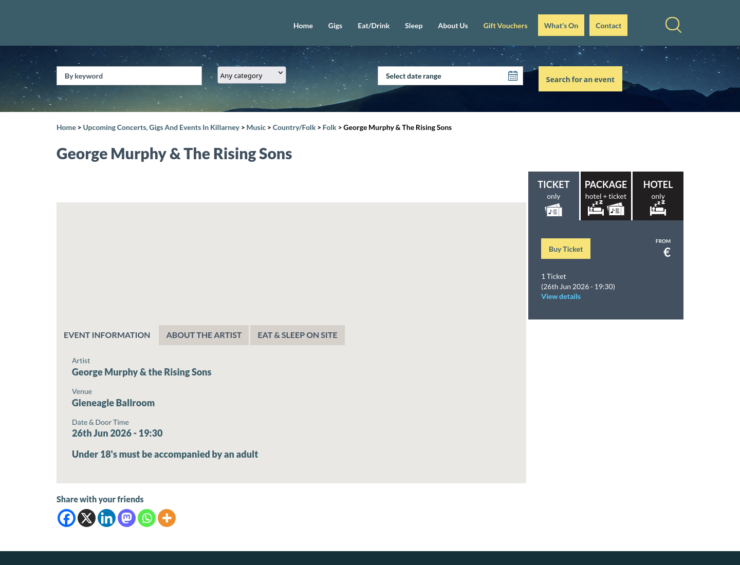在凯里观看 George Murphy & The Rising Sons 现场演出第2步报名页面截图