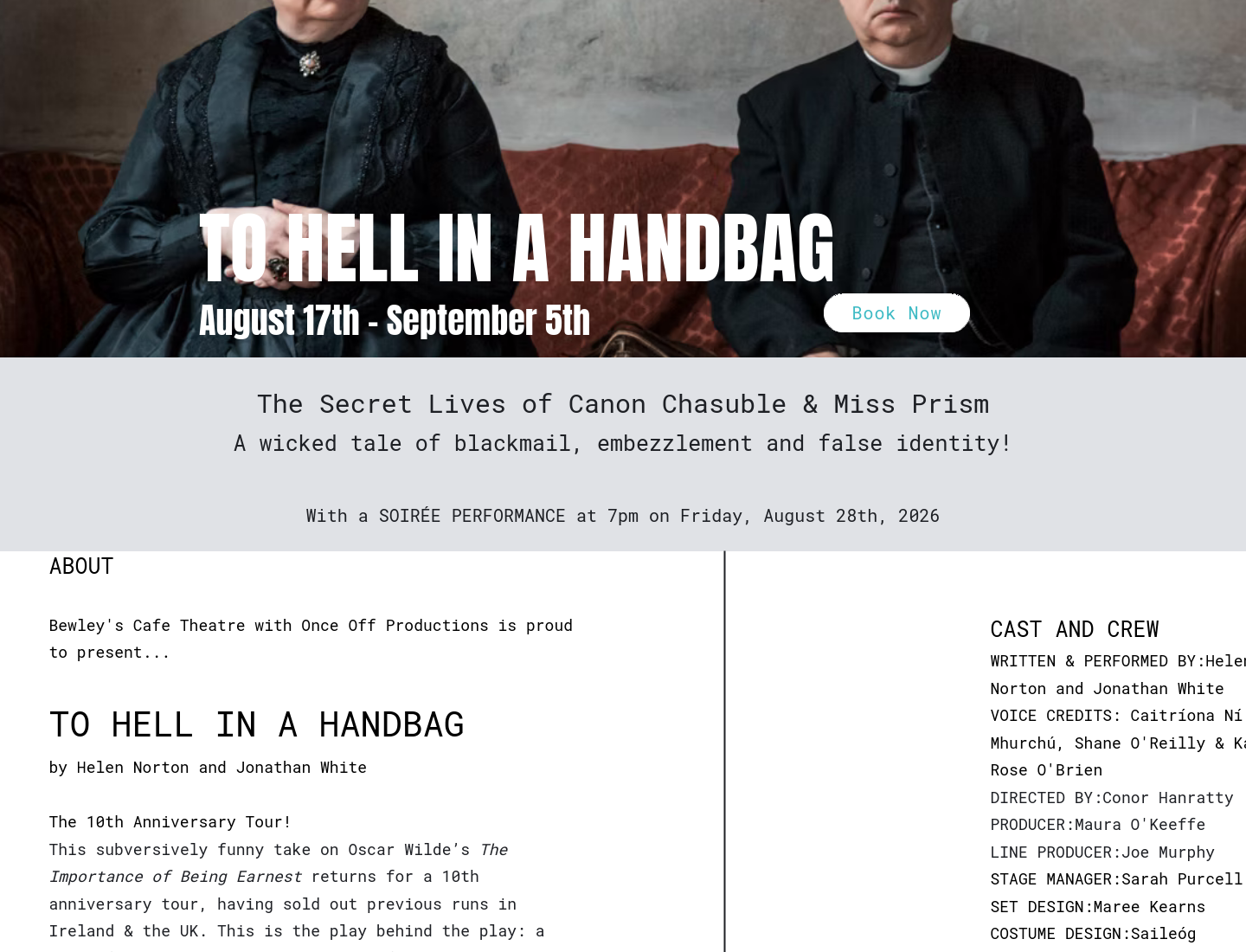 都柏林黑色幽默舞台剧《To Hell in a Handbag》第2步报名页面截图