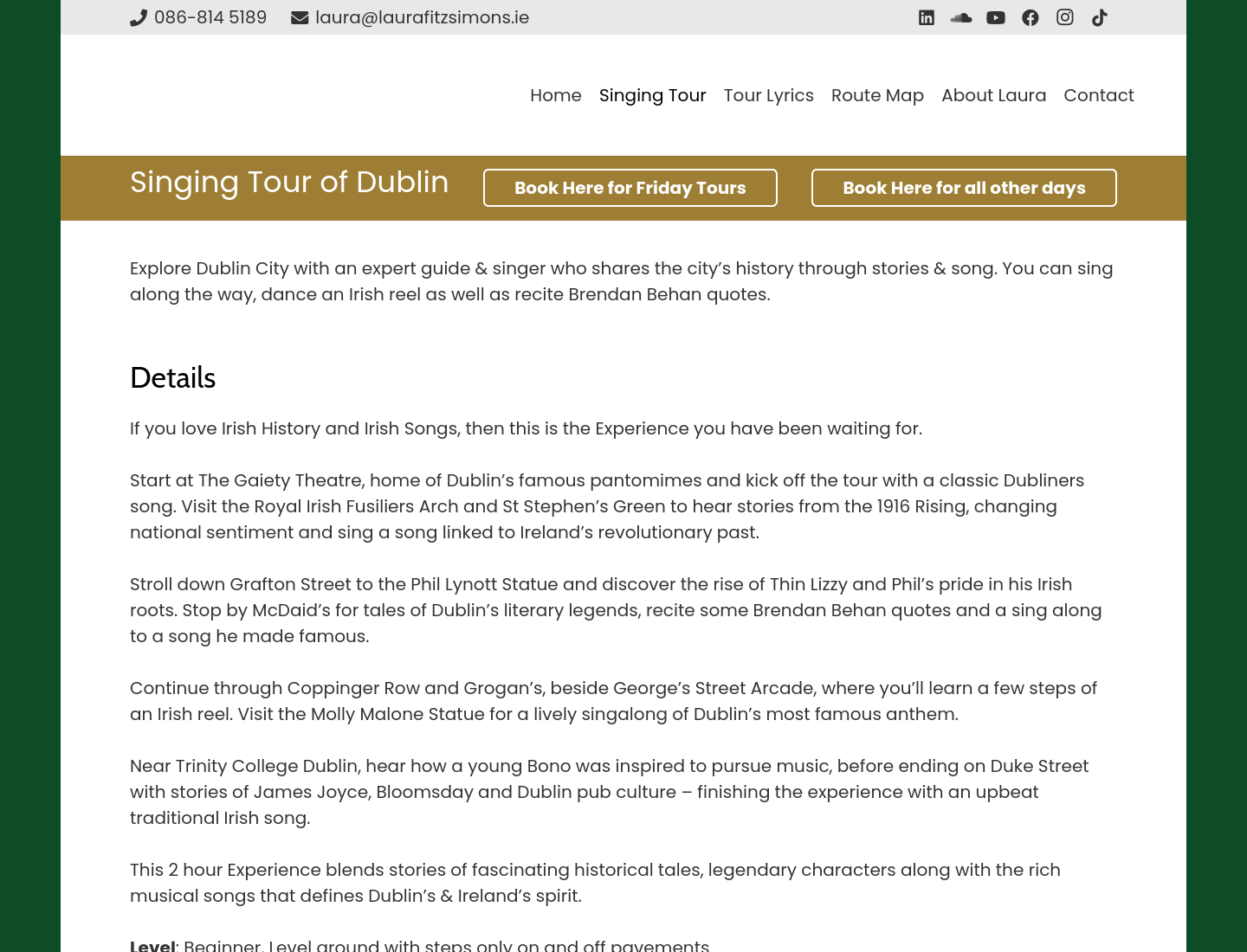 Dublin 步行听历史、故事和歌：从 Gaiety Theatre 到 Trinity 附近第1步报名页面截图