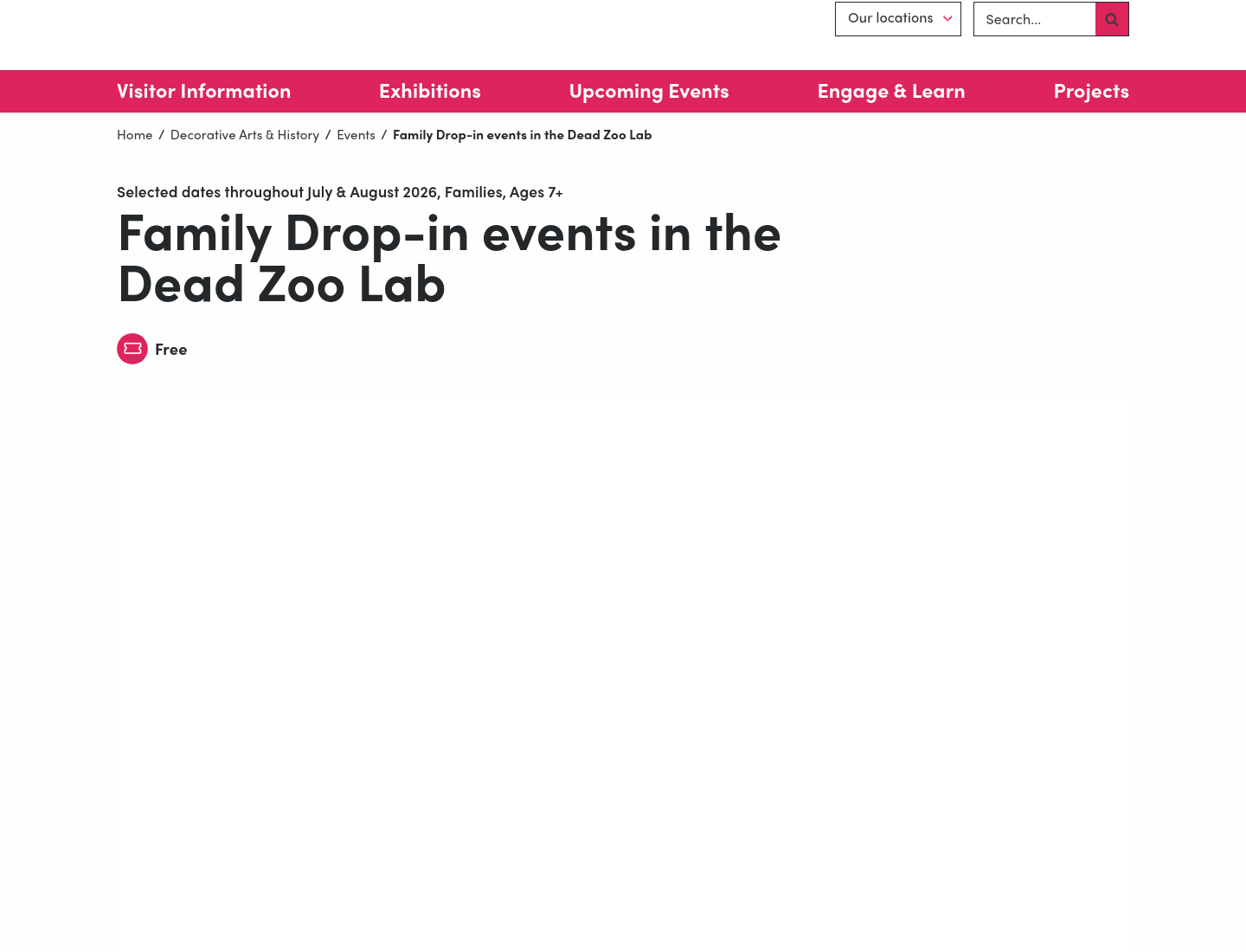 都柏林国家博物馆 Dead Zoo Lab 家庭互动活动第1步报名页面截图